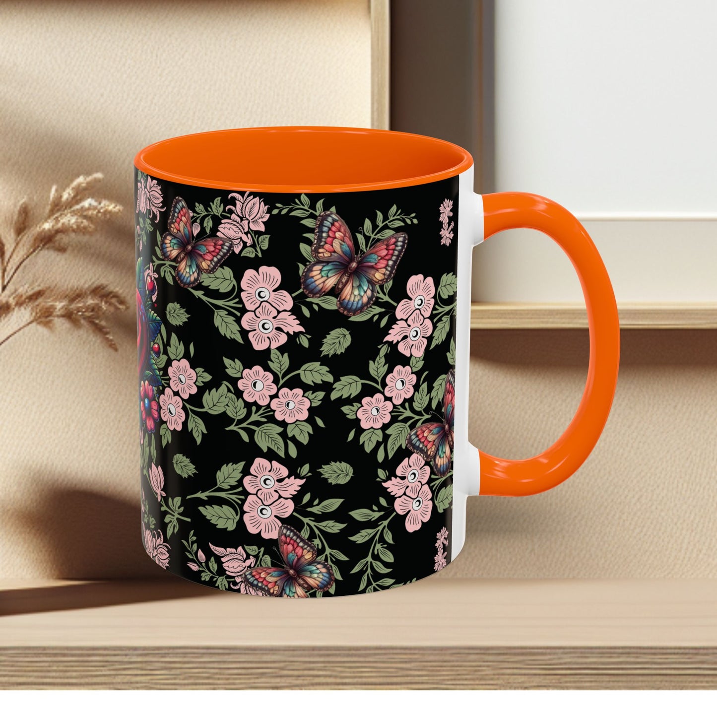 Floral Coffee Mug Black