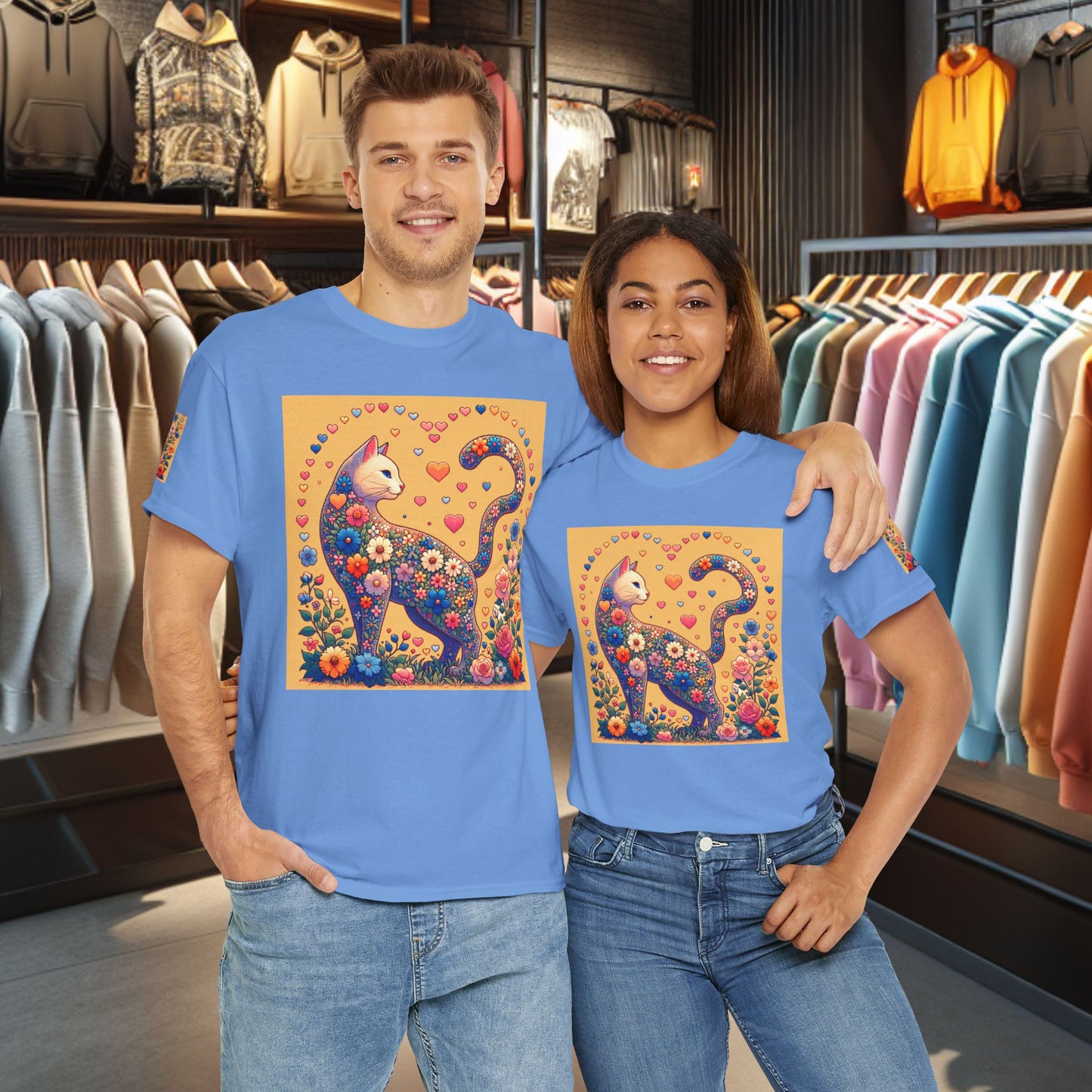 Loving Cat Flower Mozaic T-Shirt