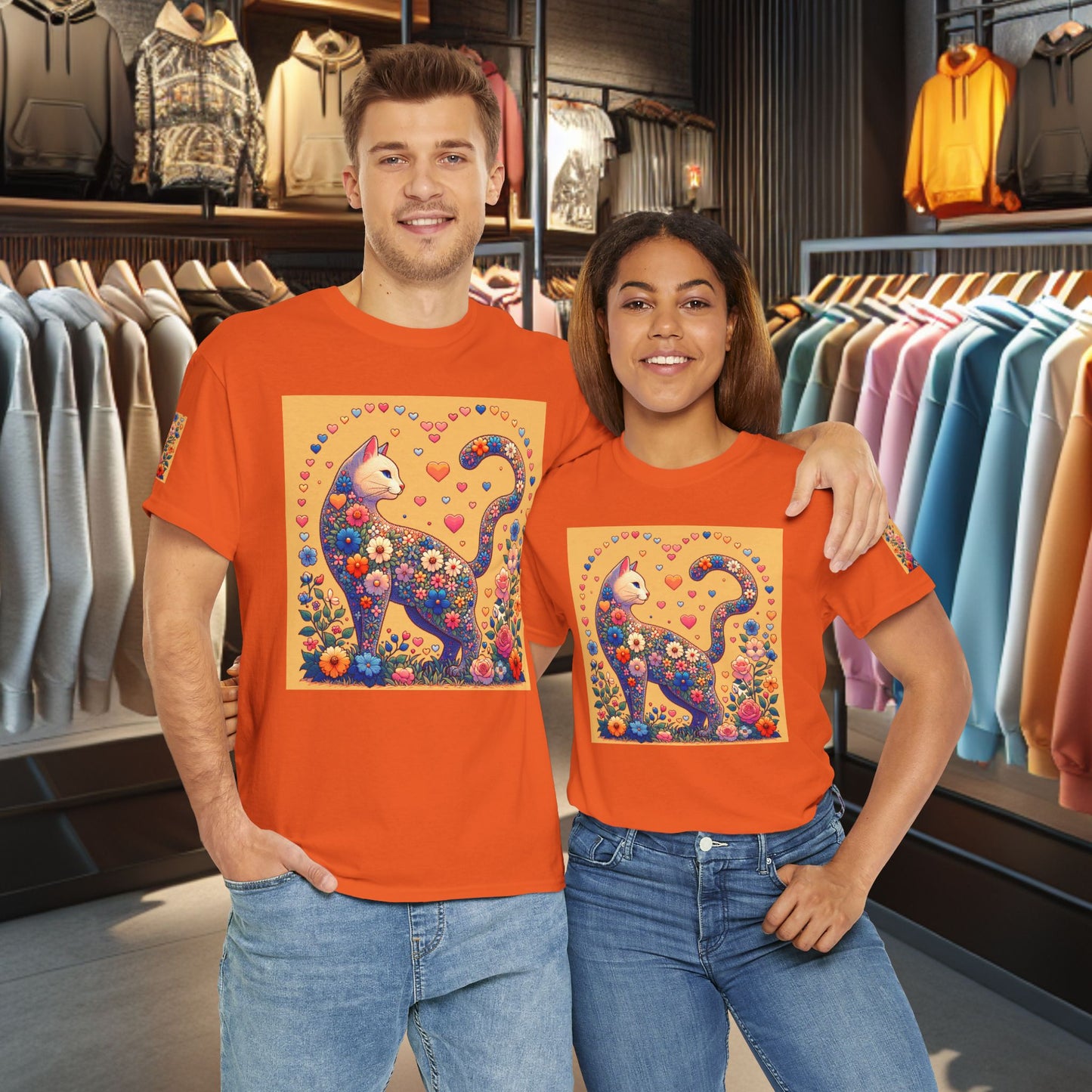 Loving Cat Flower Mozaic T-Shirt