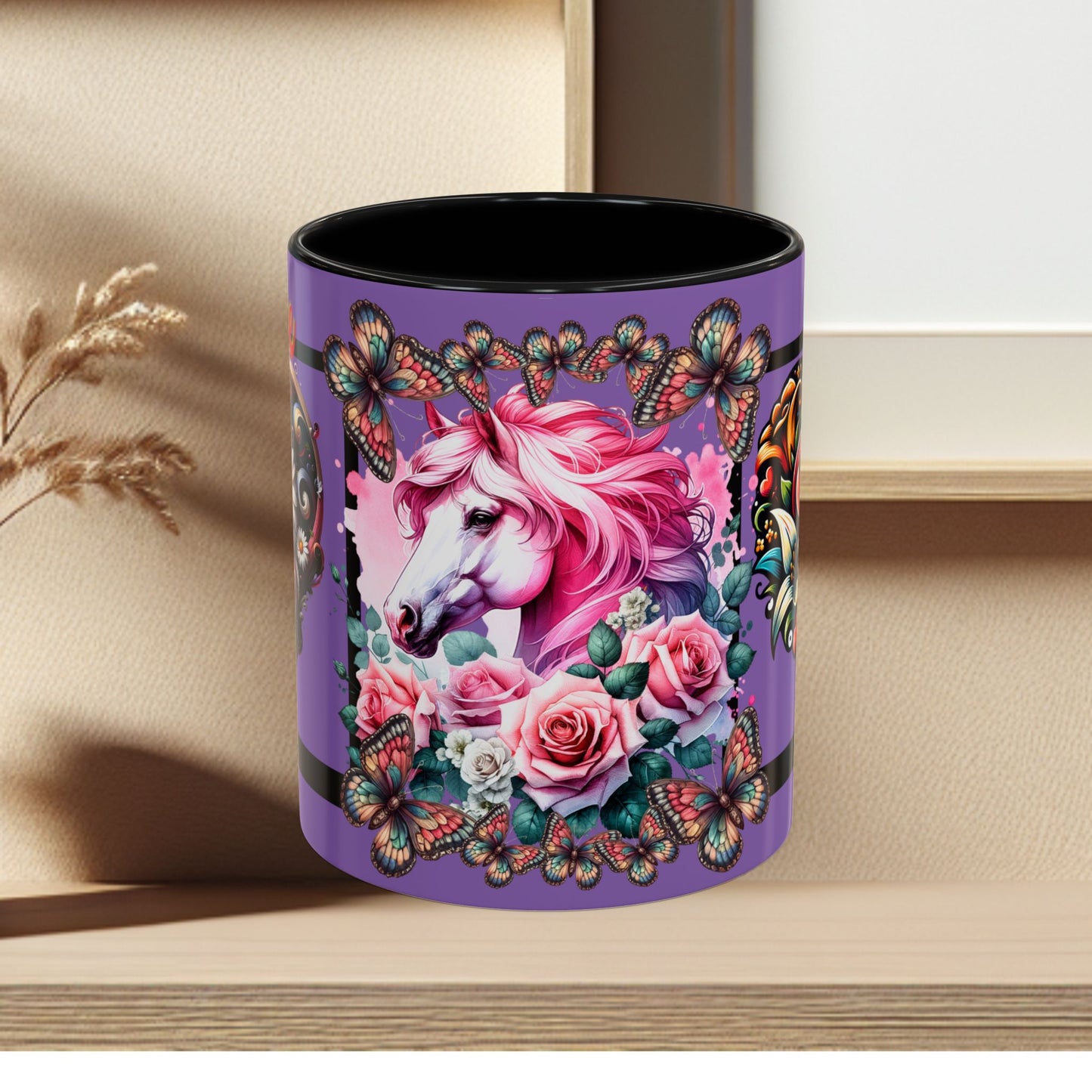 Love Coffee Mug - Vibrant Heart & Horse- Design, 11oz & 15oz