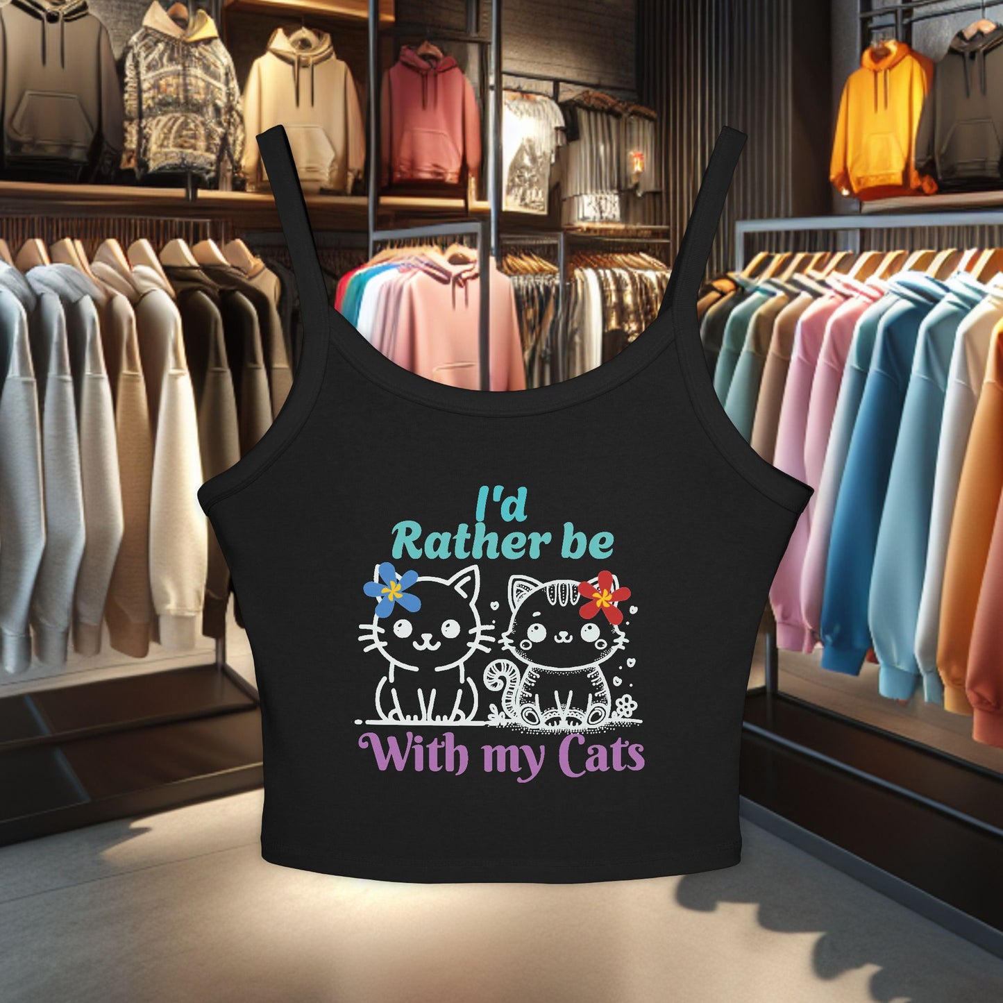 With my Cats - Cat Lover Spaghetti Strap Tank Top