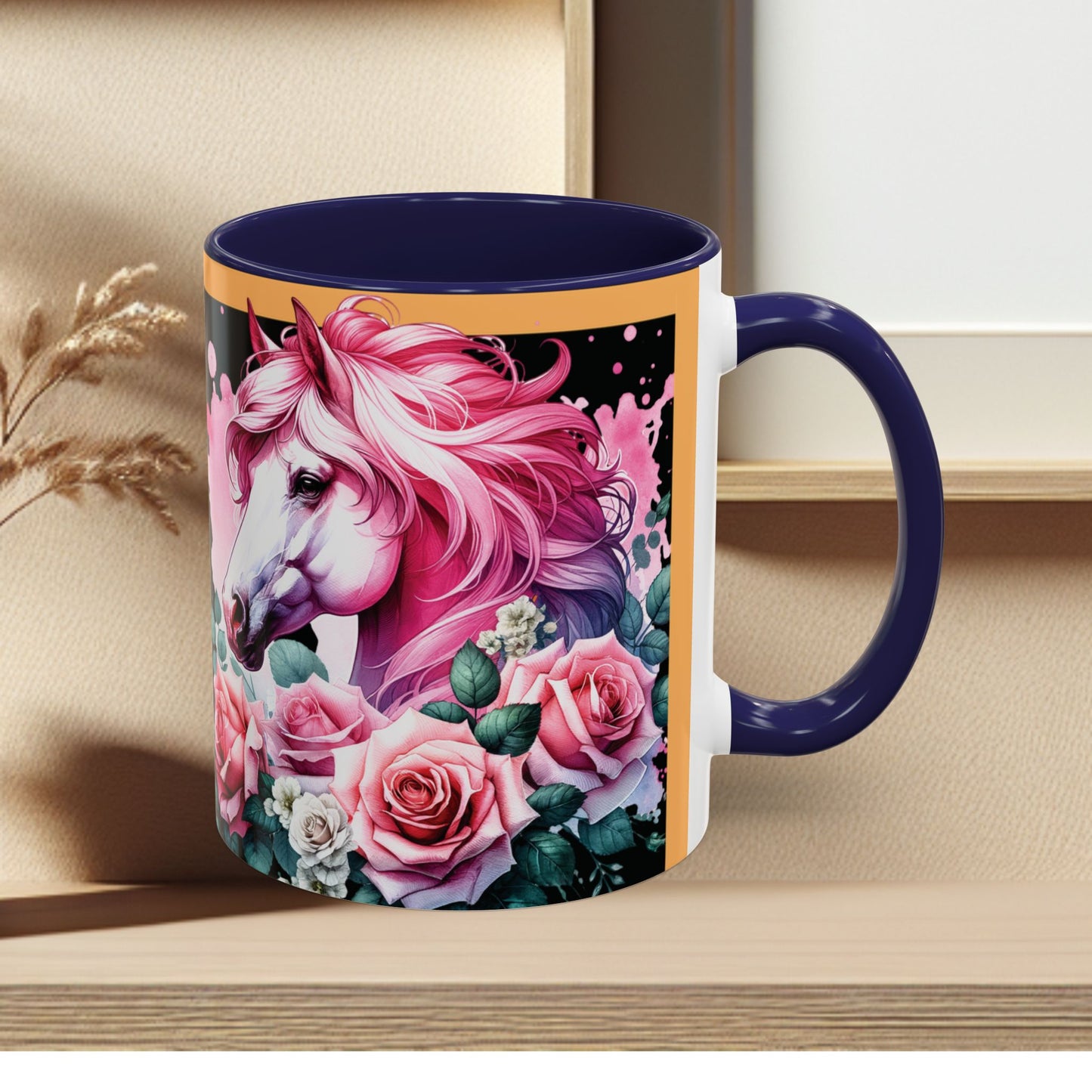 Coffee Mug Horses in Flowers 11oz 15oz