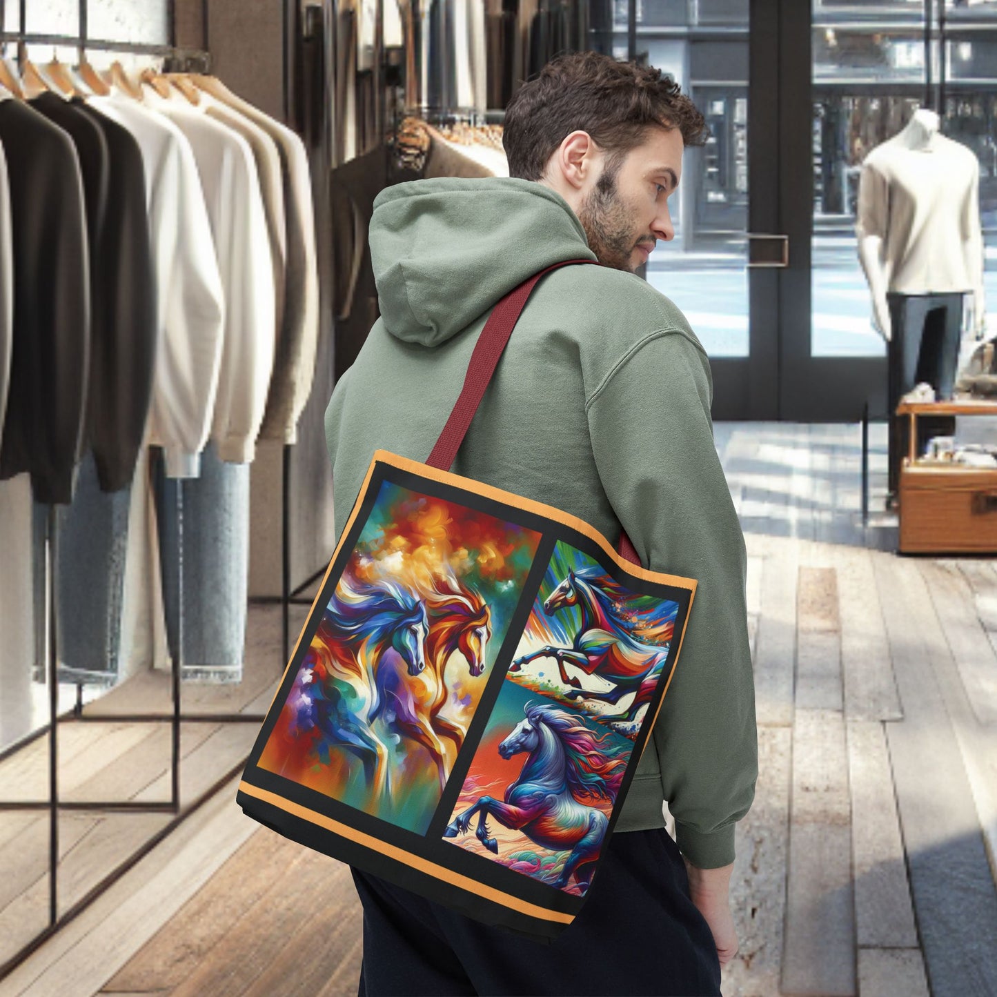 Multi-Color Cloud Horses Tote Bag