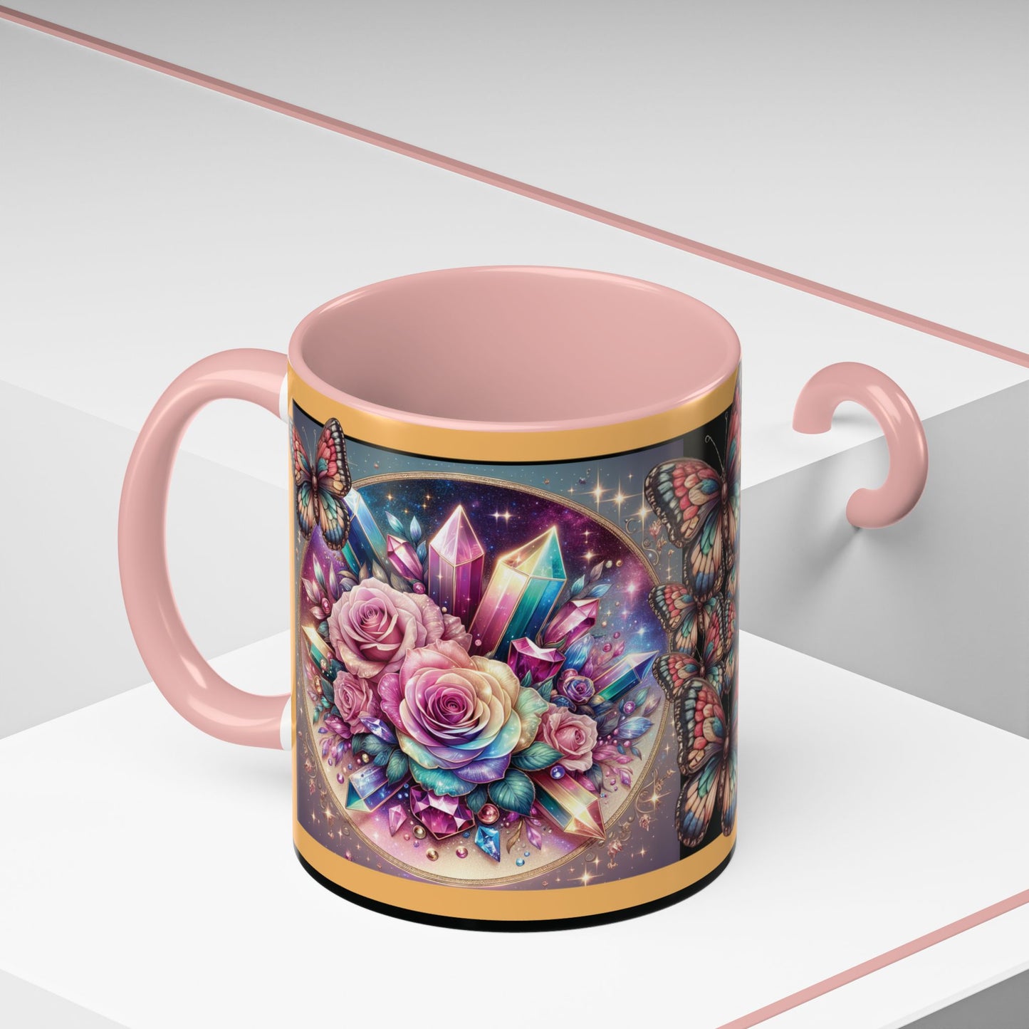 Coffee Mug Butterflys and Flowers