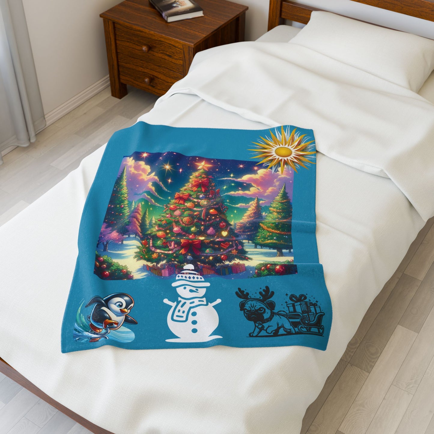 Christmas in the Forest Velveteen Plush Blanket
