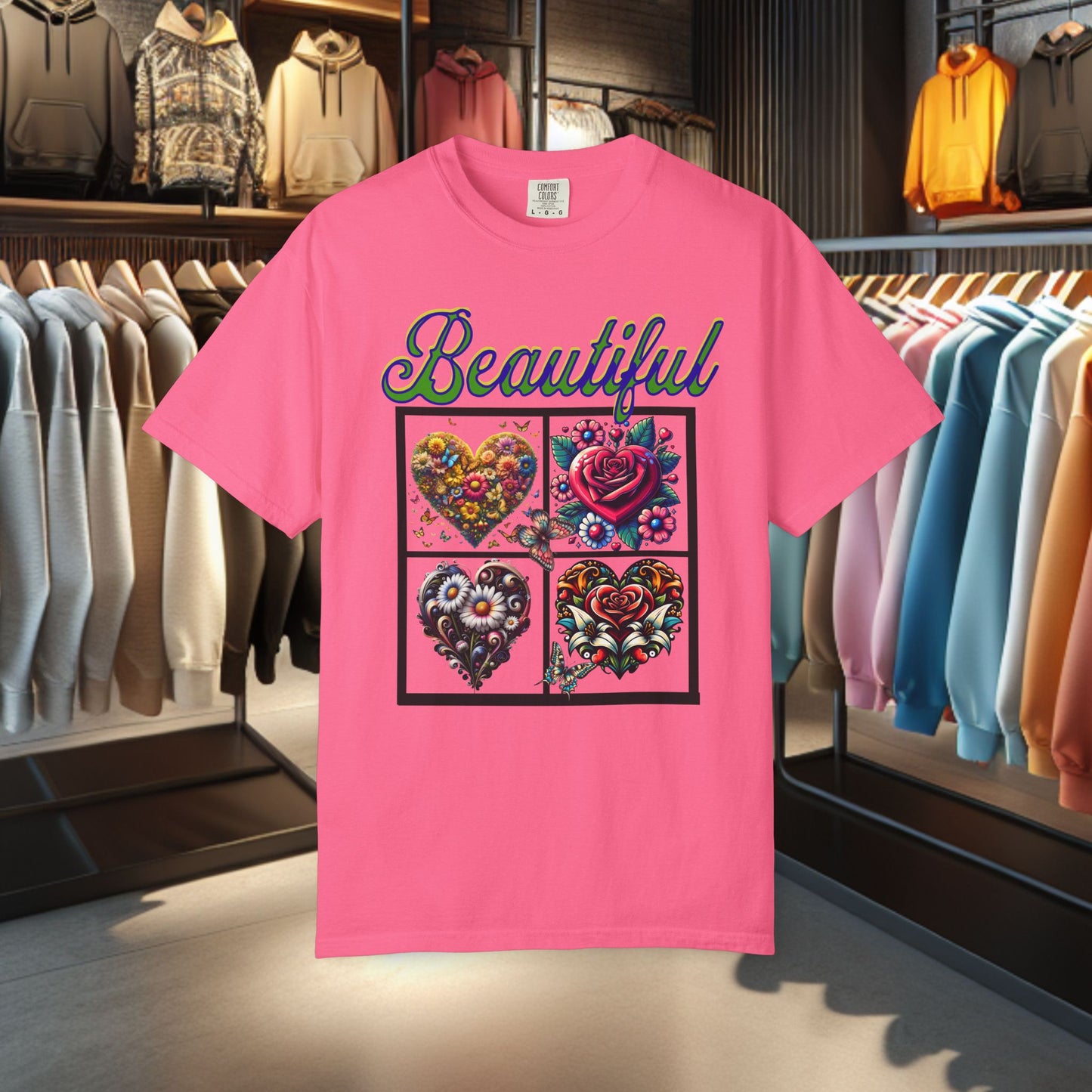 Beautiful Hearts Floral Unisex T-shirt