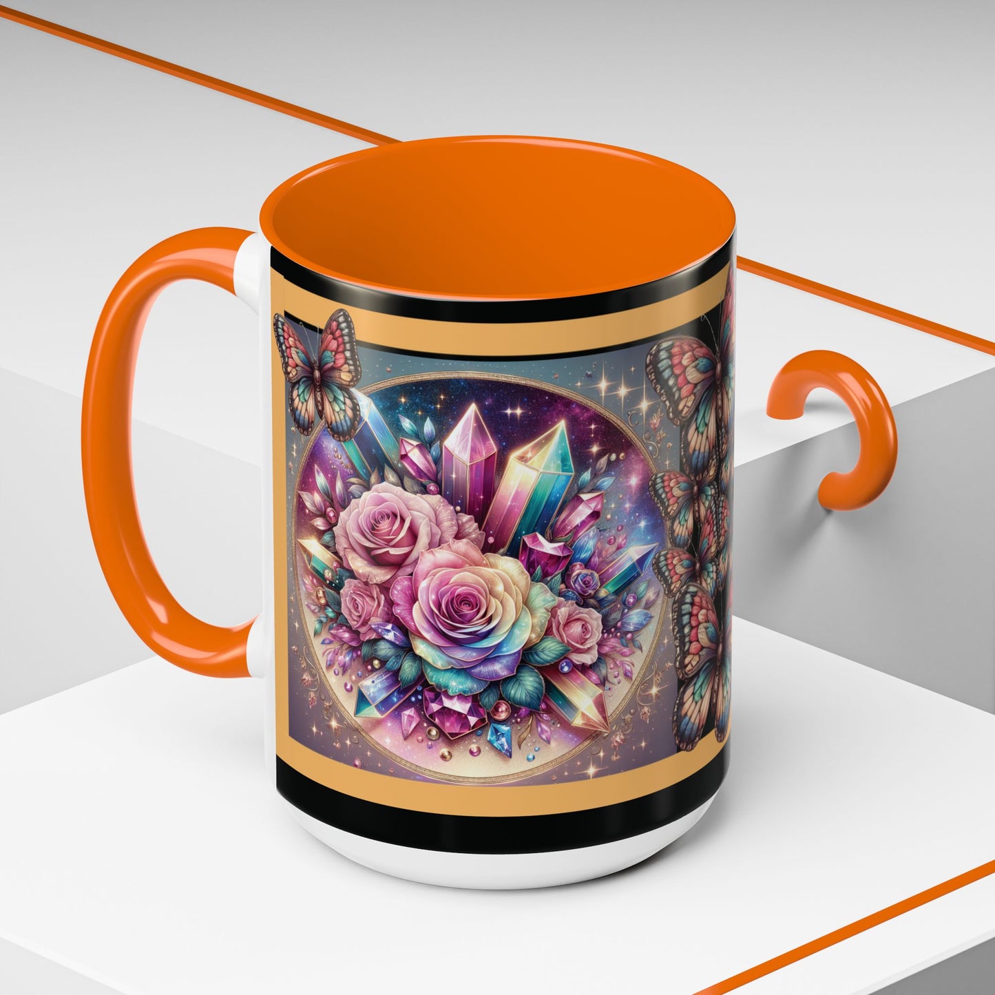 Coffee Mug Butterflys and Flowers