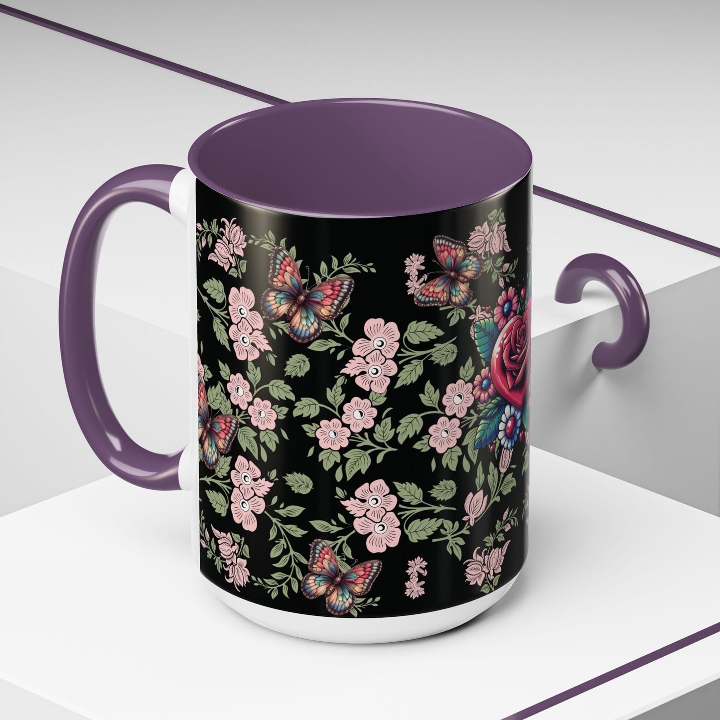 Floral Coffee Mug Black