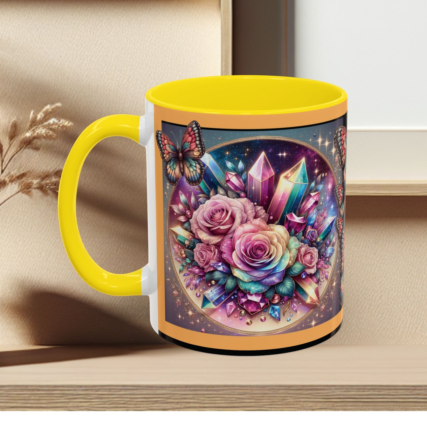 Coffee Mug Butterflys and Flowers