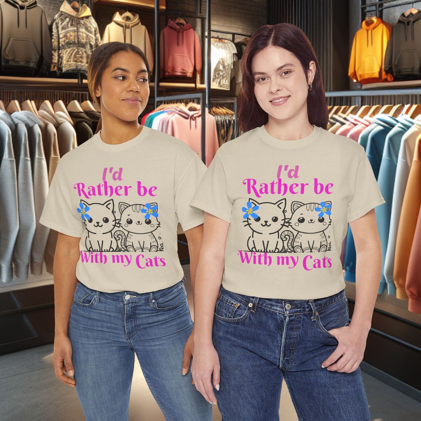 With my Cats Heavy Cotton Tee | Cat Lover Gift | Colorful Fun Shirt | Cute Animal Apparel | Perfect for Birthdays & Pet Lovers