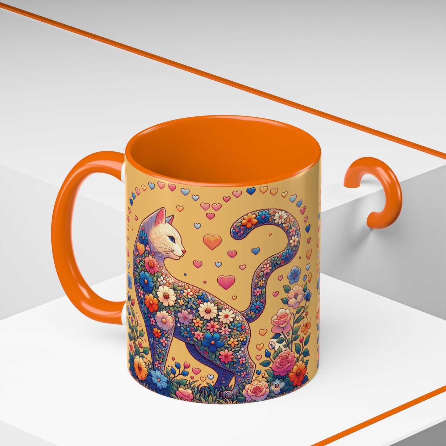 Mug- Loving Cat - Accent Coffee Mug (11oz, 15oz) (AOP)