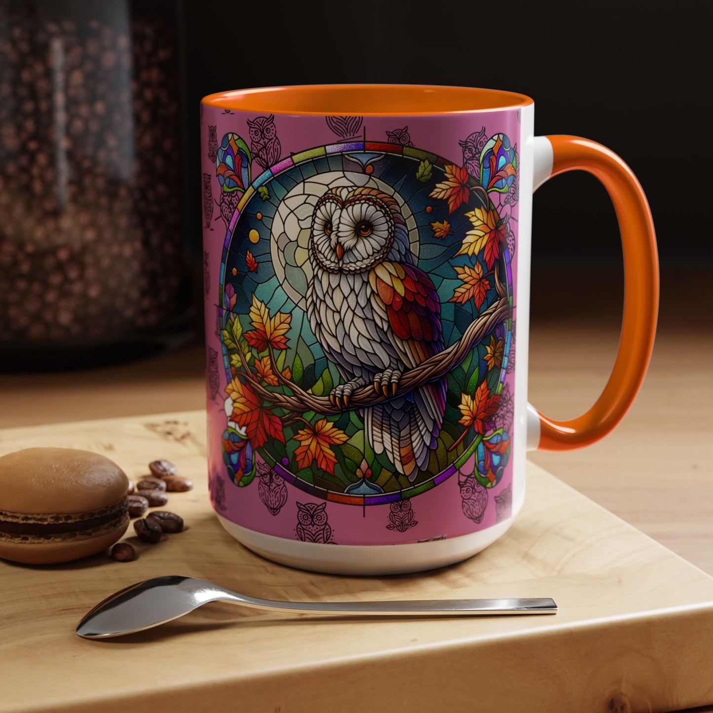 Coffee Mug -Colorful Stain Glass Owl Design