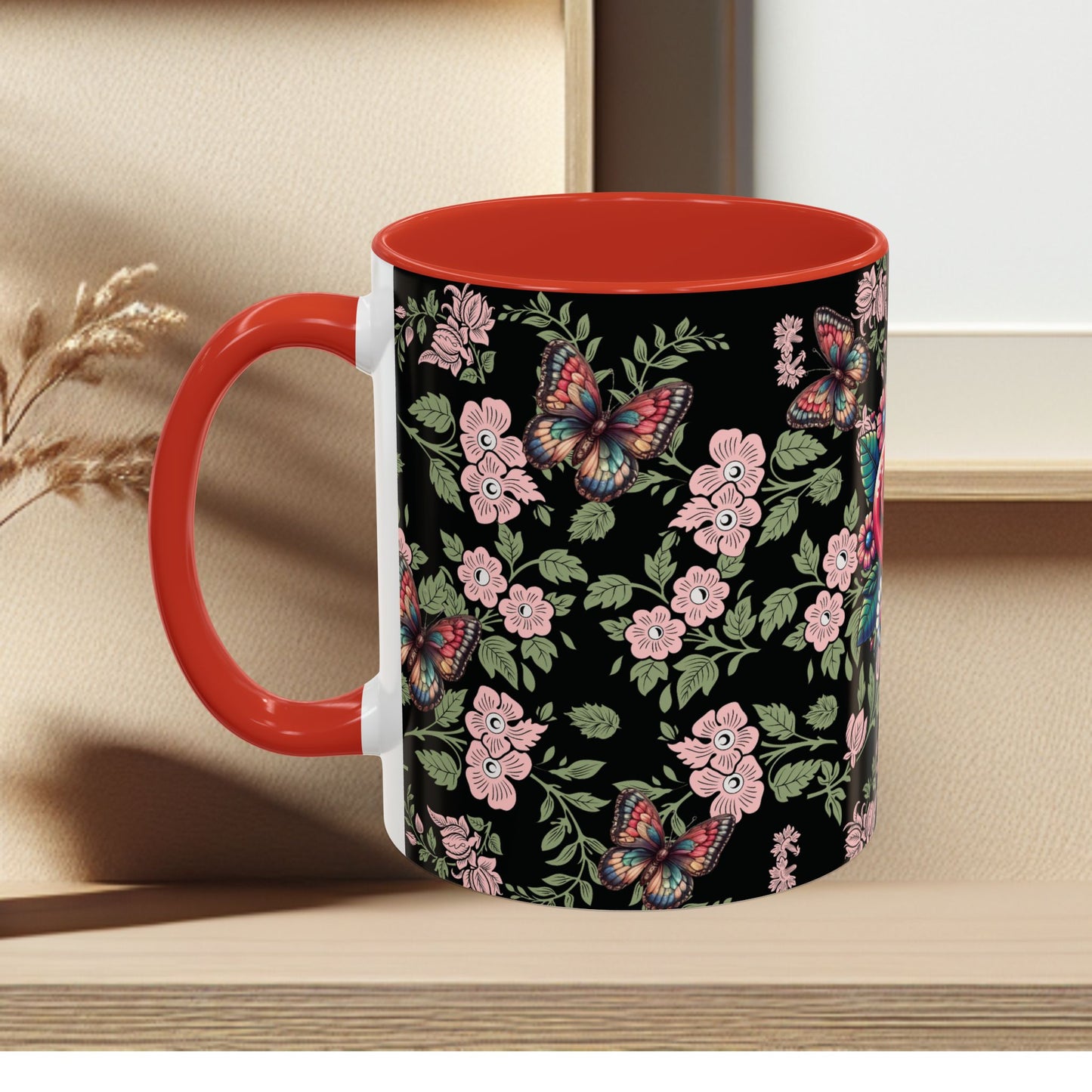 Floral Coffee Mug Black