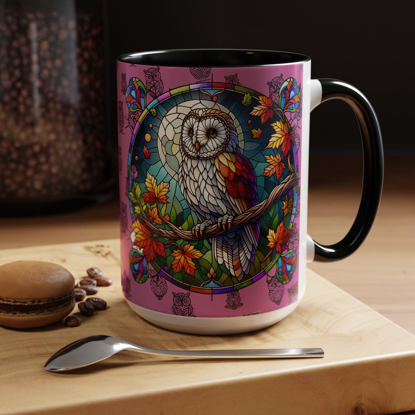 Coffee Mug -Colorful Stain Glass Owl Design
