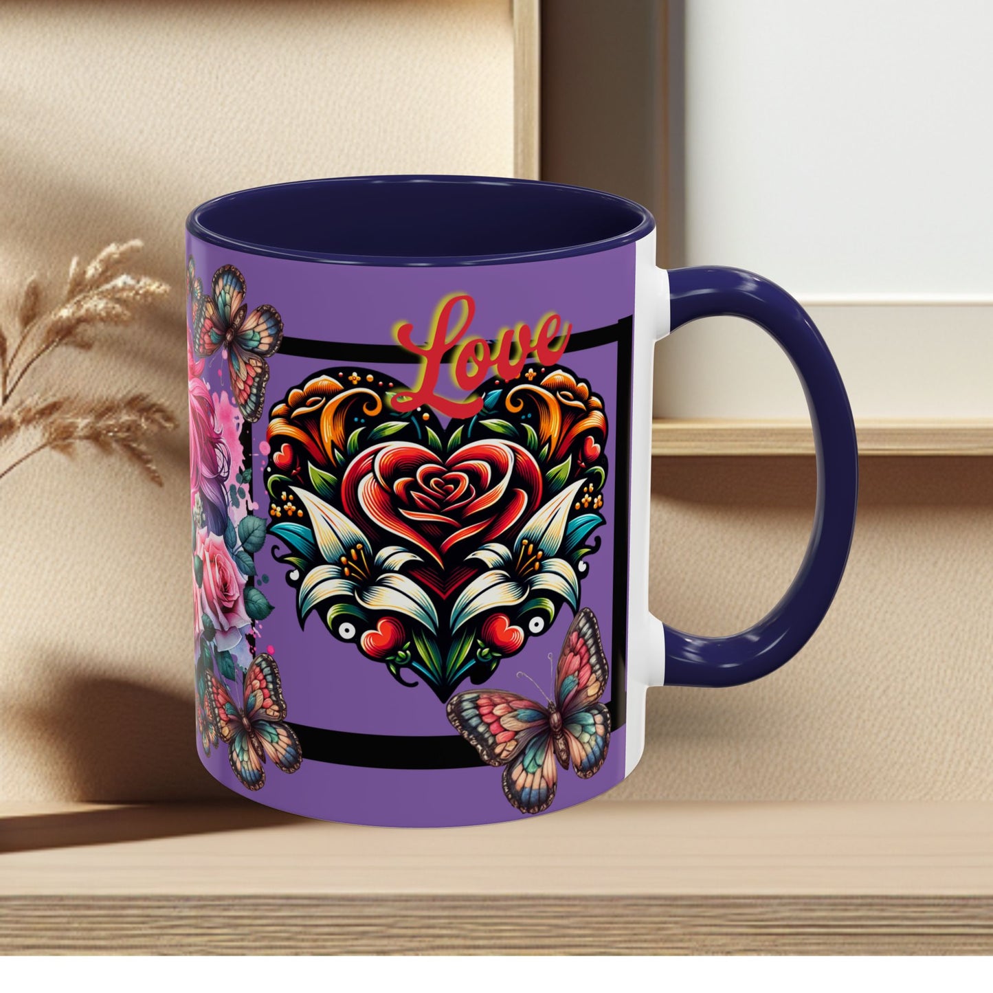 Love Coffee Mug - Vibrant Heart & Horse- Design, 11oz & 15oz