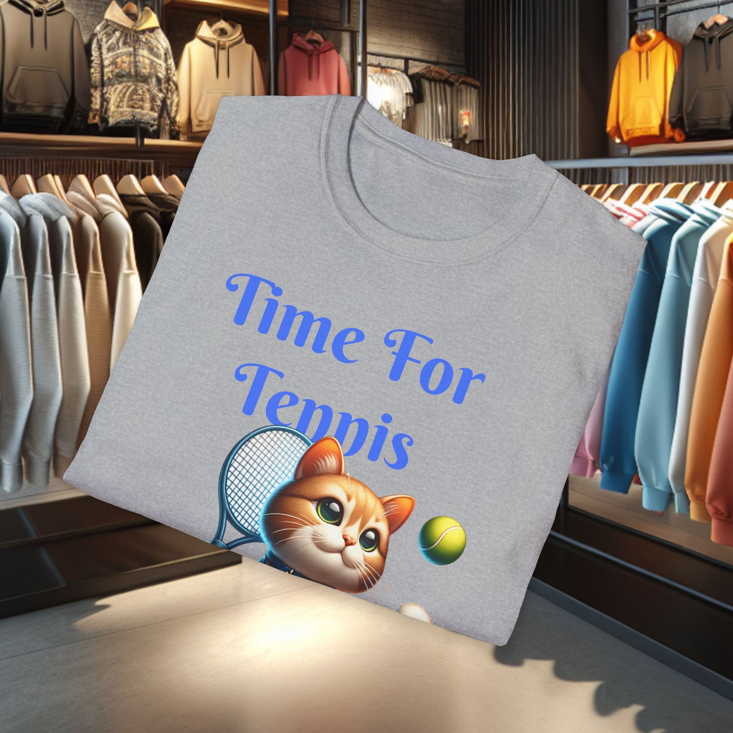 Cat Playing Tennis Unisex T-Shirt - Time For Tennis
