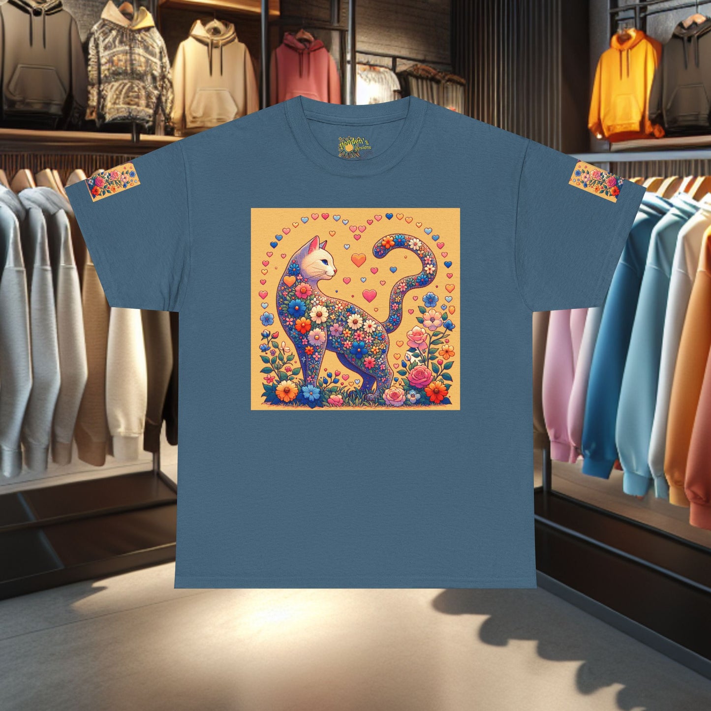Loving Cat Flower Mozaic T-Shirt