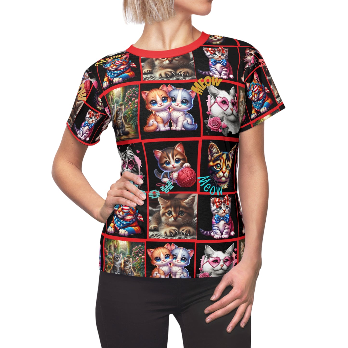 Cats Meow 2 - Red Graphic Tee for Women