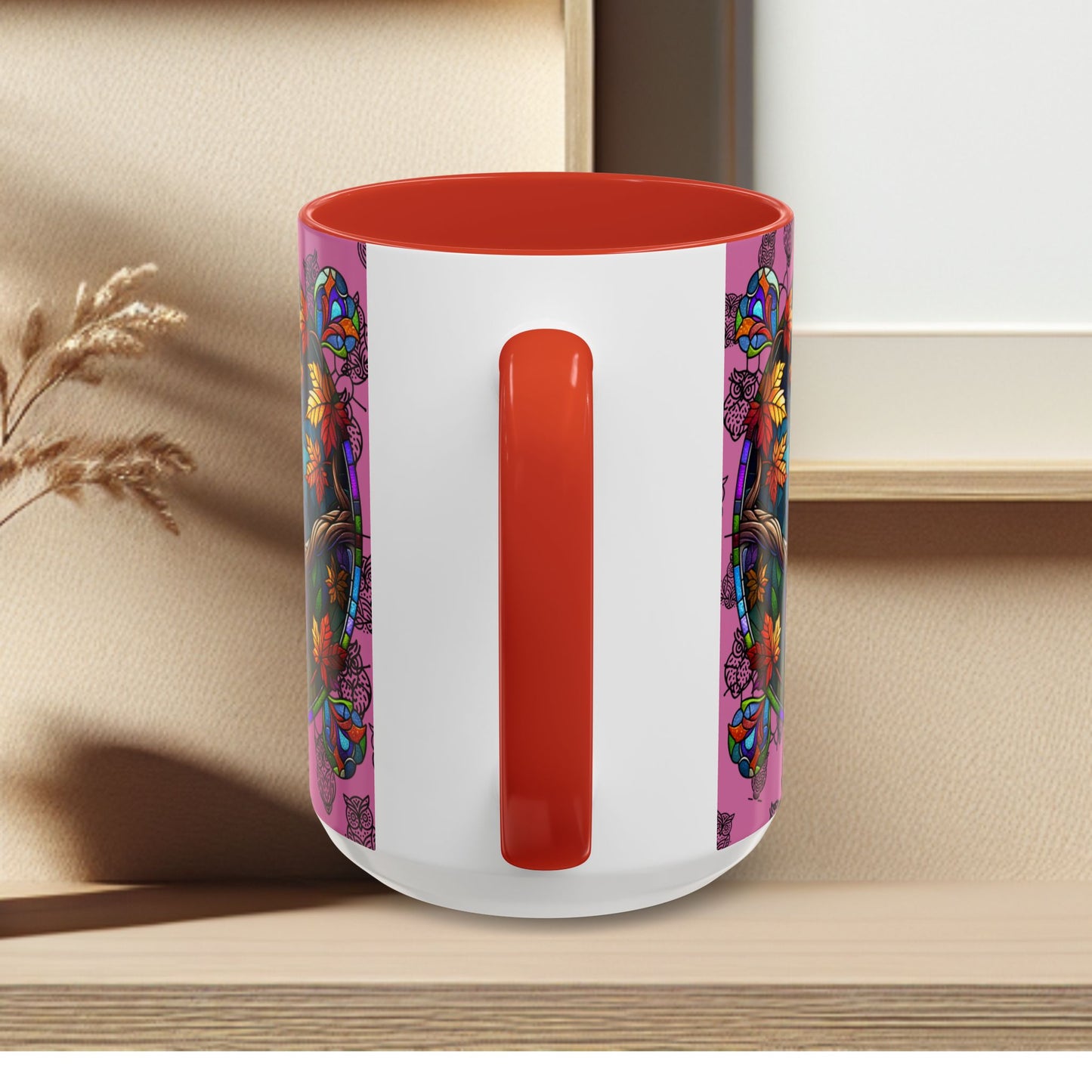 Coffee Mug -Colorful Stain Glass Owl Design