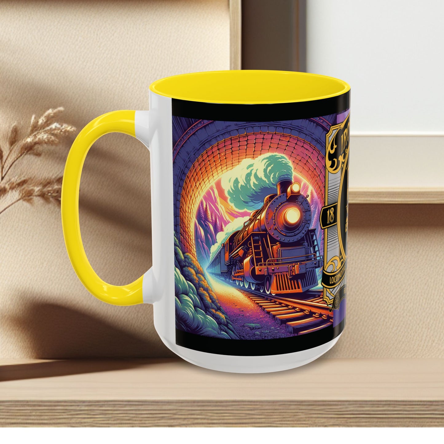 Mug- Steam engine Iron Horse- Accent Coffee Mug (15oz)