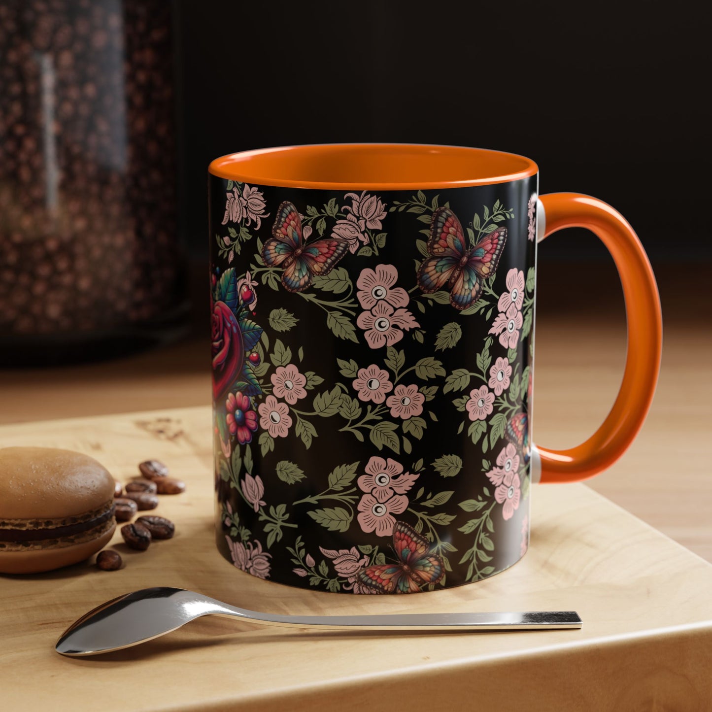 Floral Coffee Mug Black