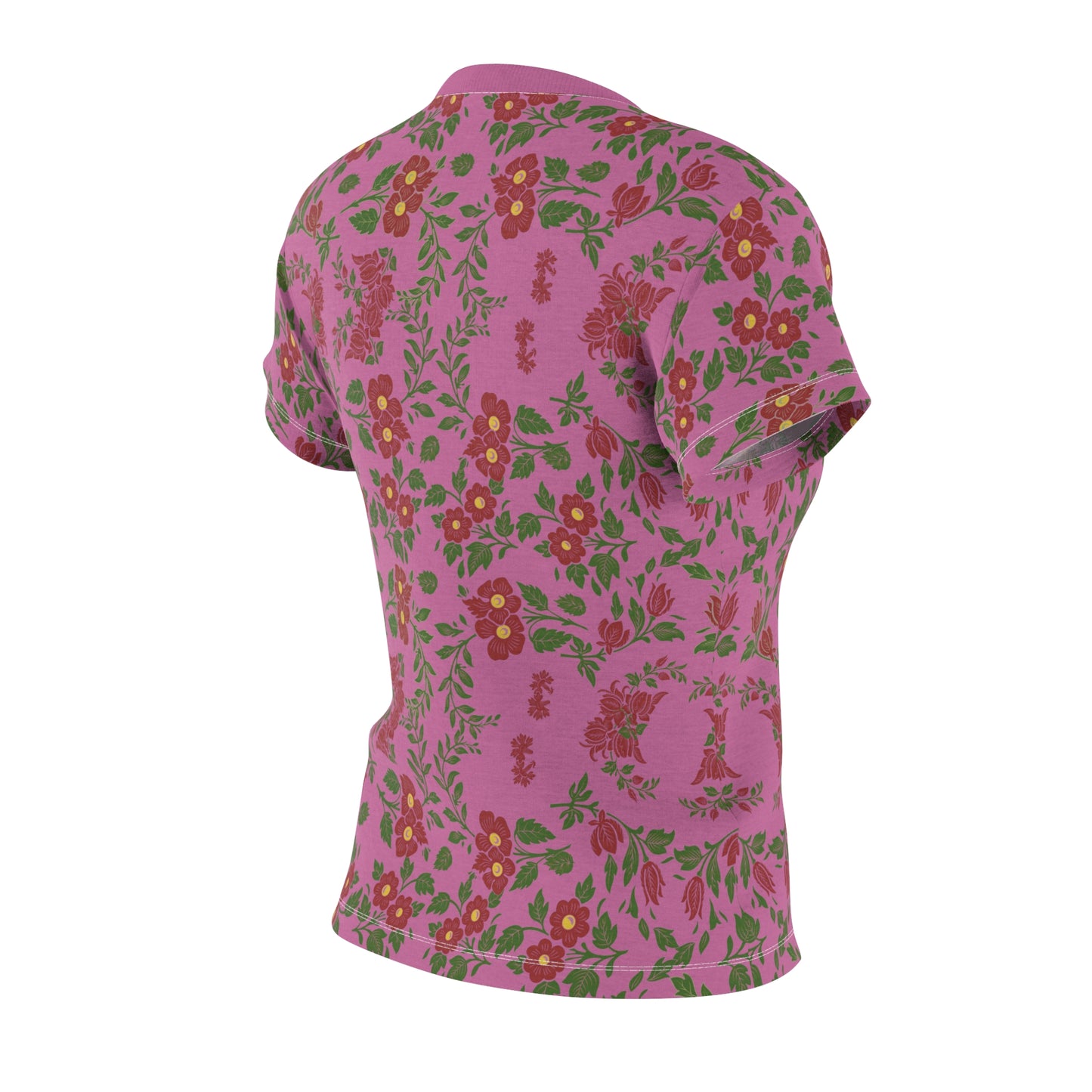 Women's Tee -Pink Red Floral Print