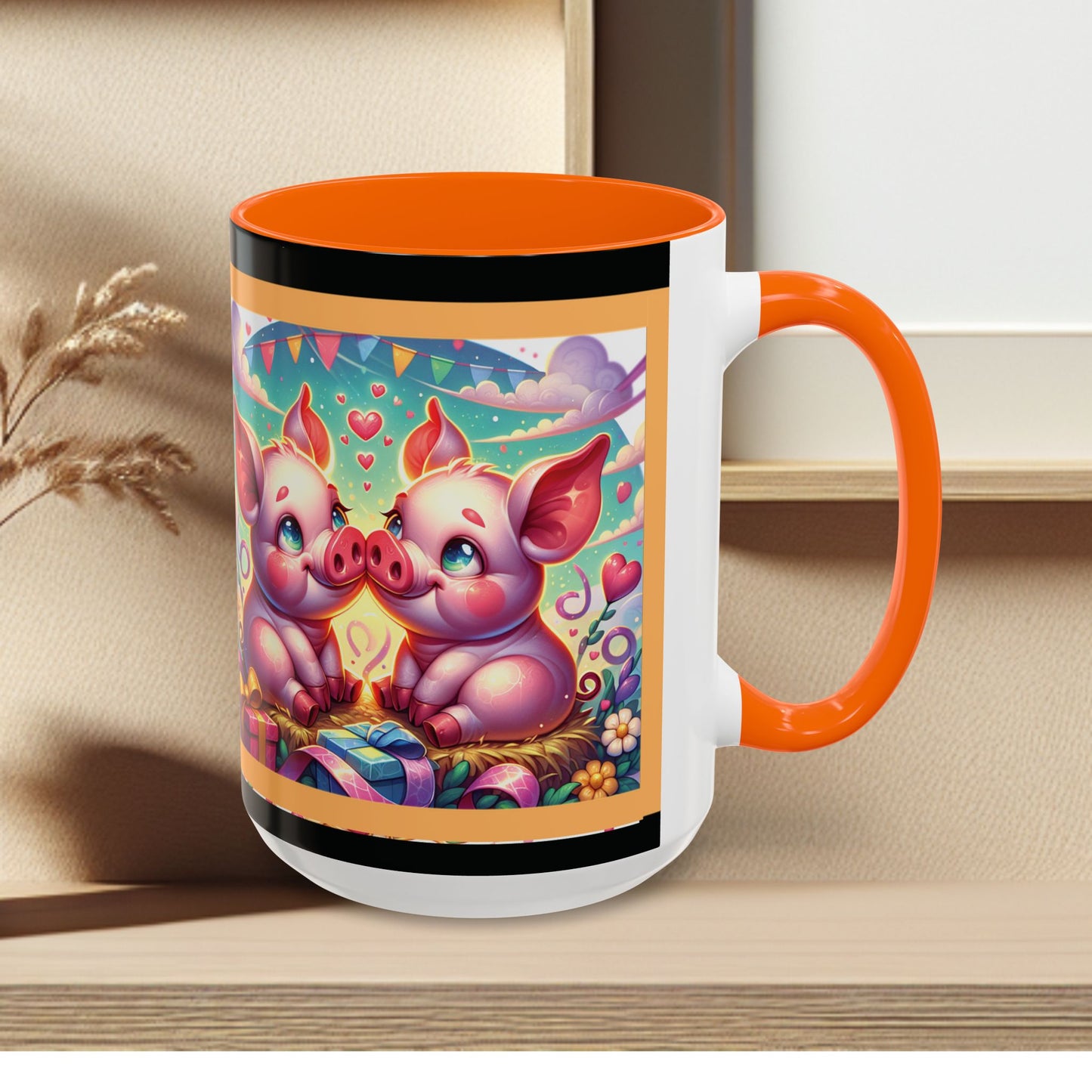 Coffee Mug Love Pigs Picknick 11, 15oz