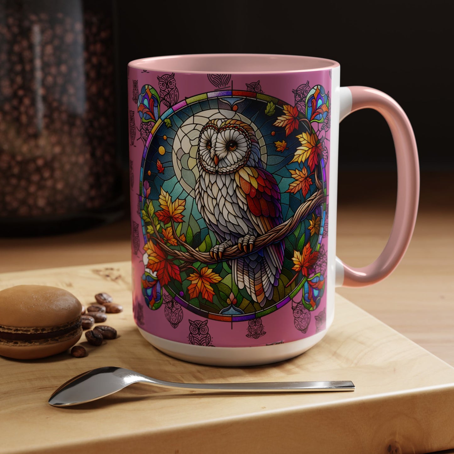 Coffee Mug -Colorful Stain Glass Owl Design