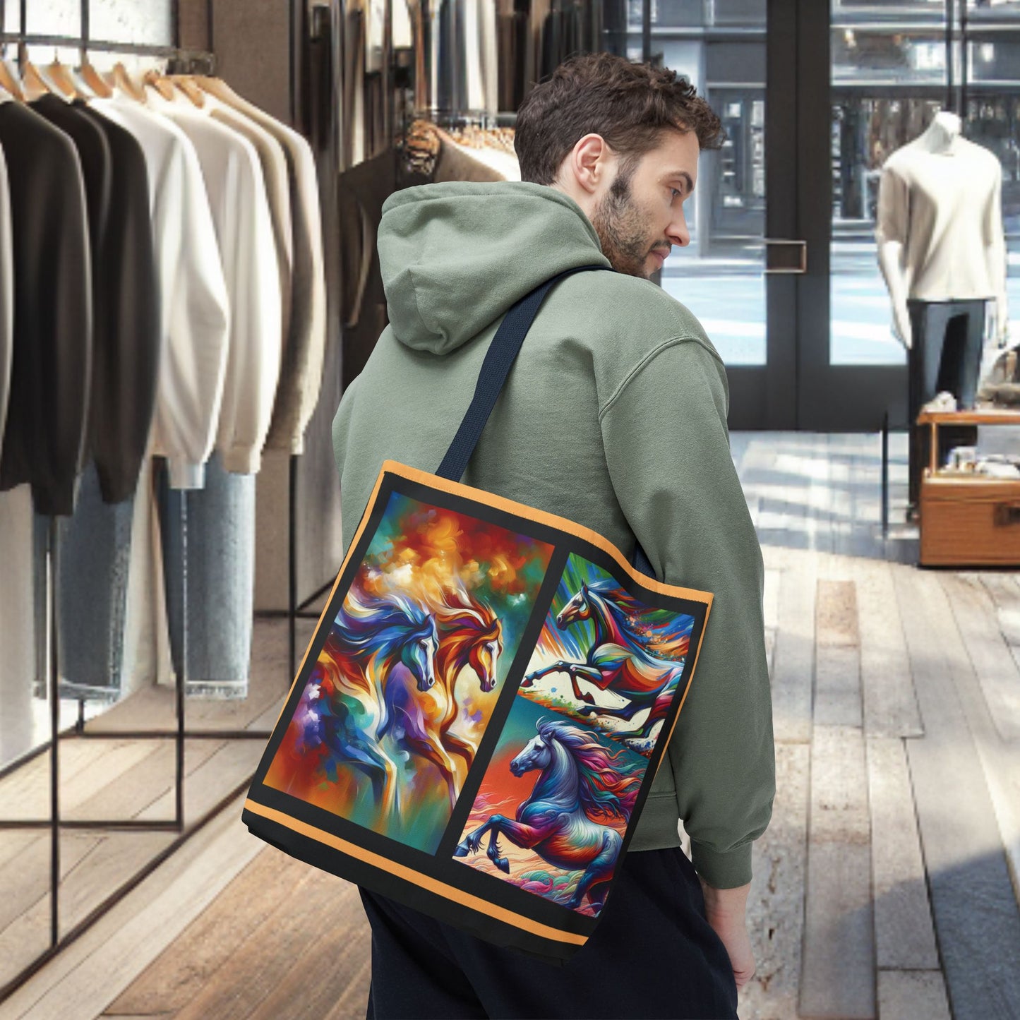 Multi-Color Cloud Horses Tote Bag