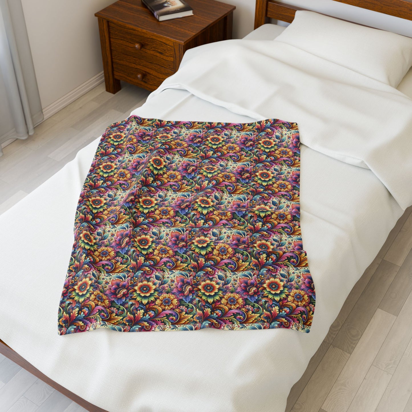 Floral Velveteen Plush Blanket