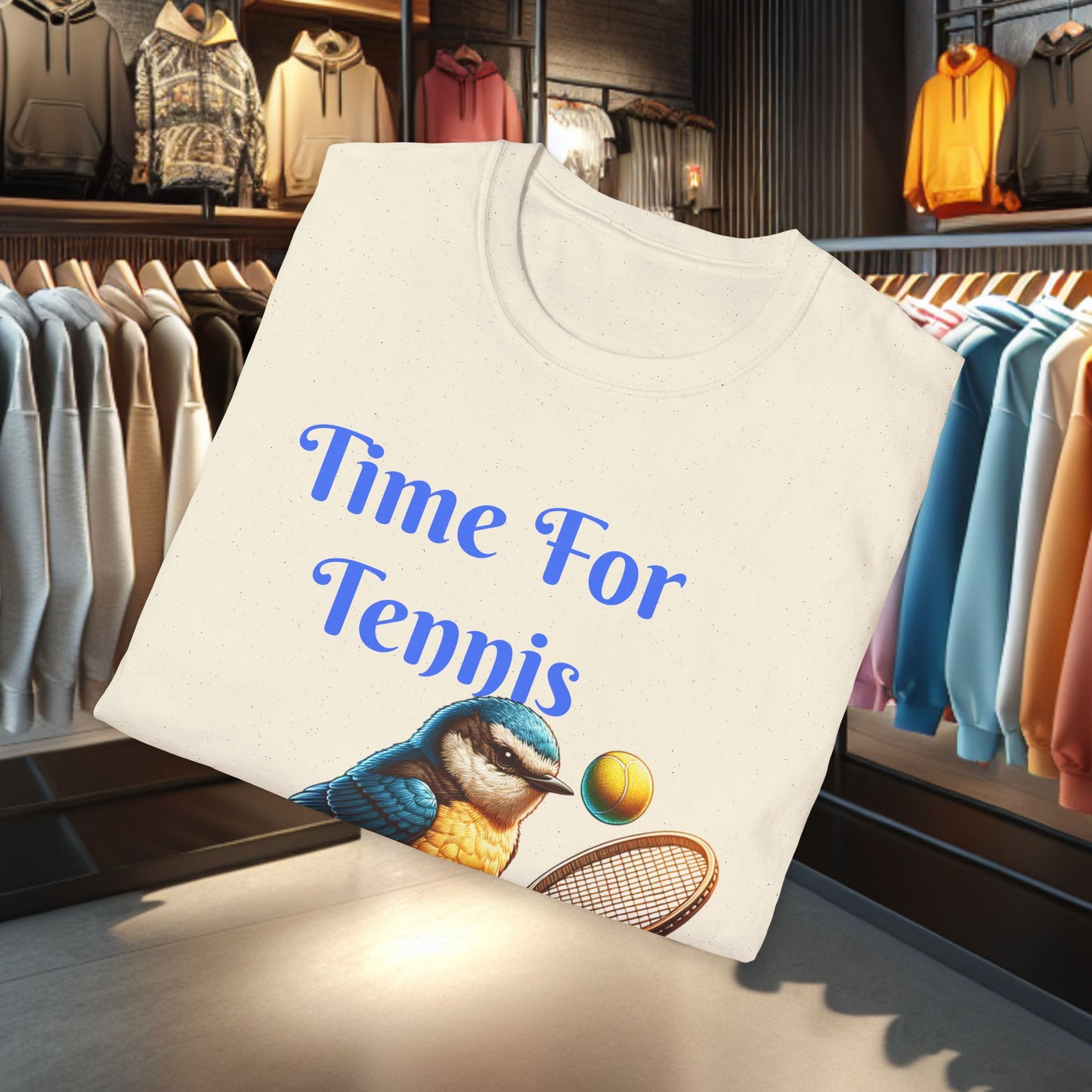 Blue Bird Playing Tennis Unisex T-Shirt - Time ForTennis