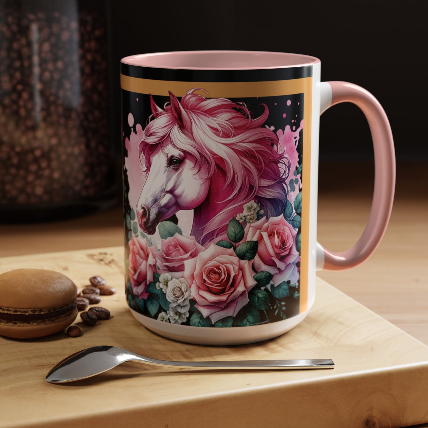 Coffee Mug Horses in Flowers 11oz 15oz