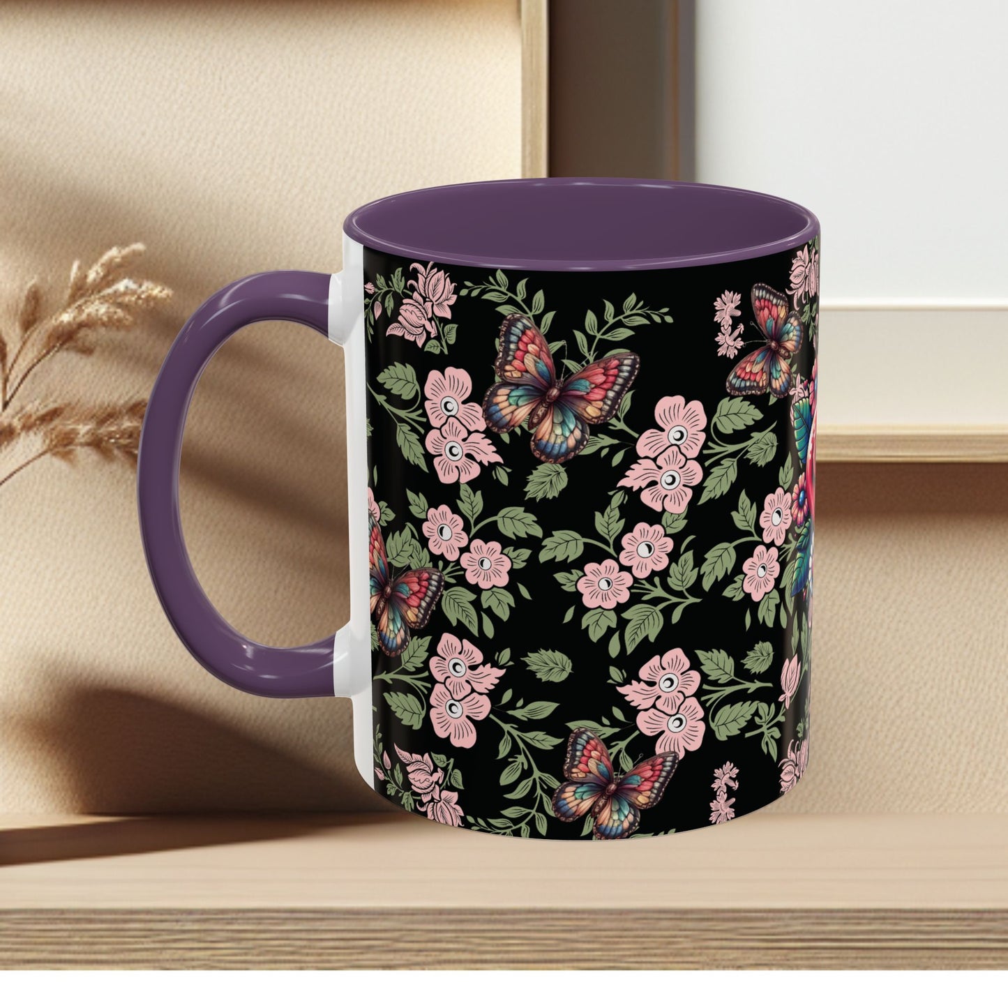 Floral Coffee Mug Black