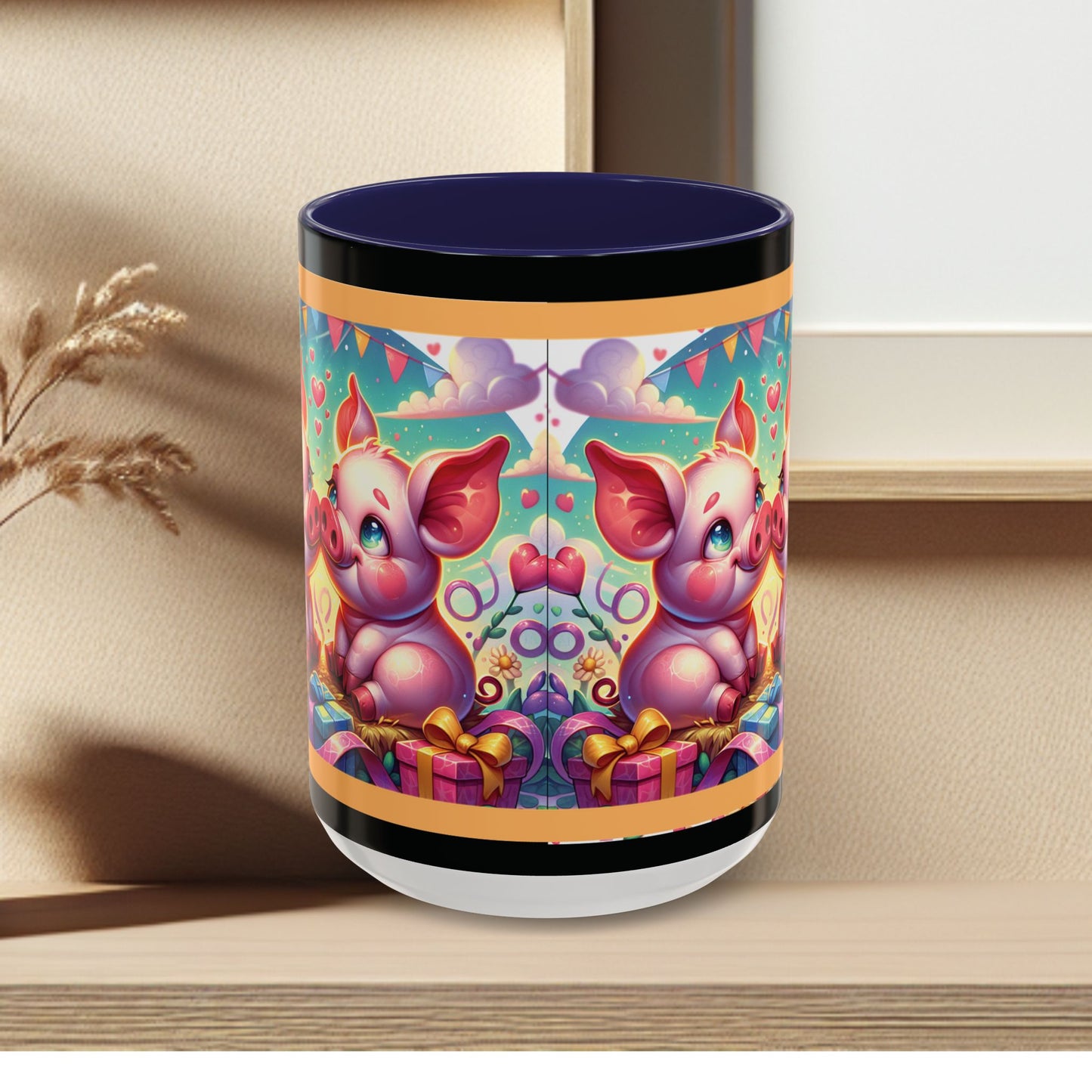 Coffee Mug Love Pigs Picknick 11, 15oz