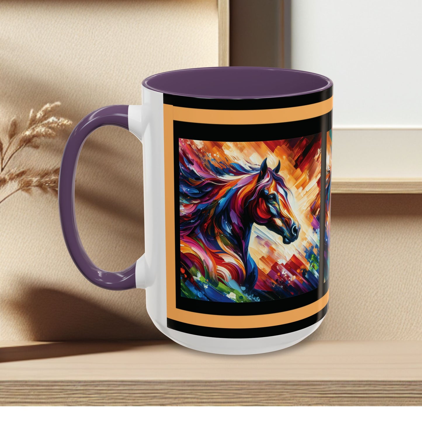 Mug Coffee Multi Color Horses 11oz 15oz