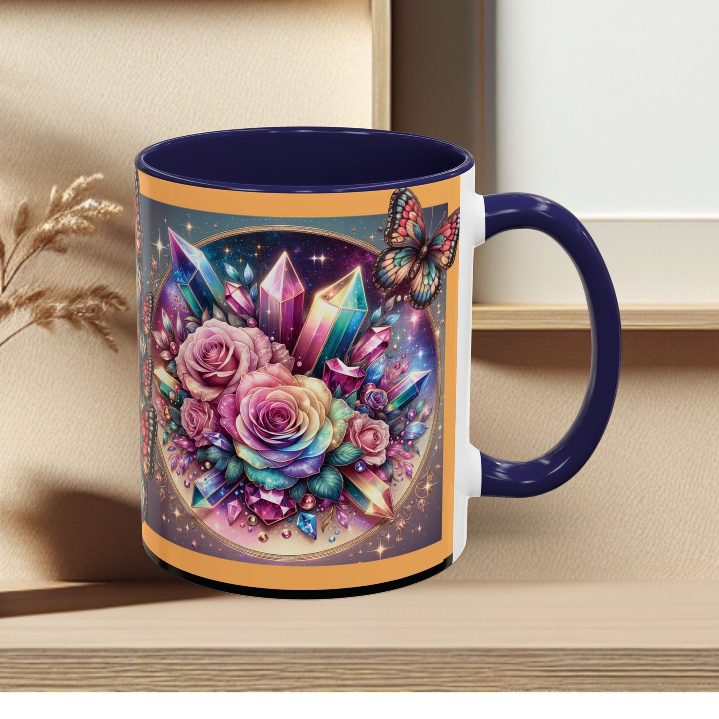 Coffee Mug Butterflys and Flowers