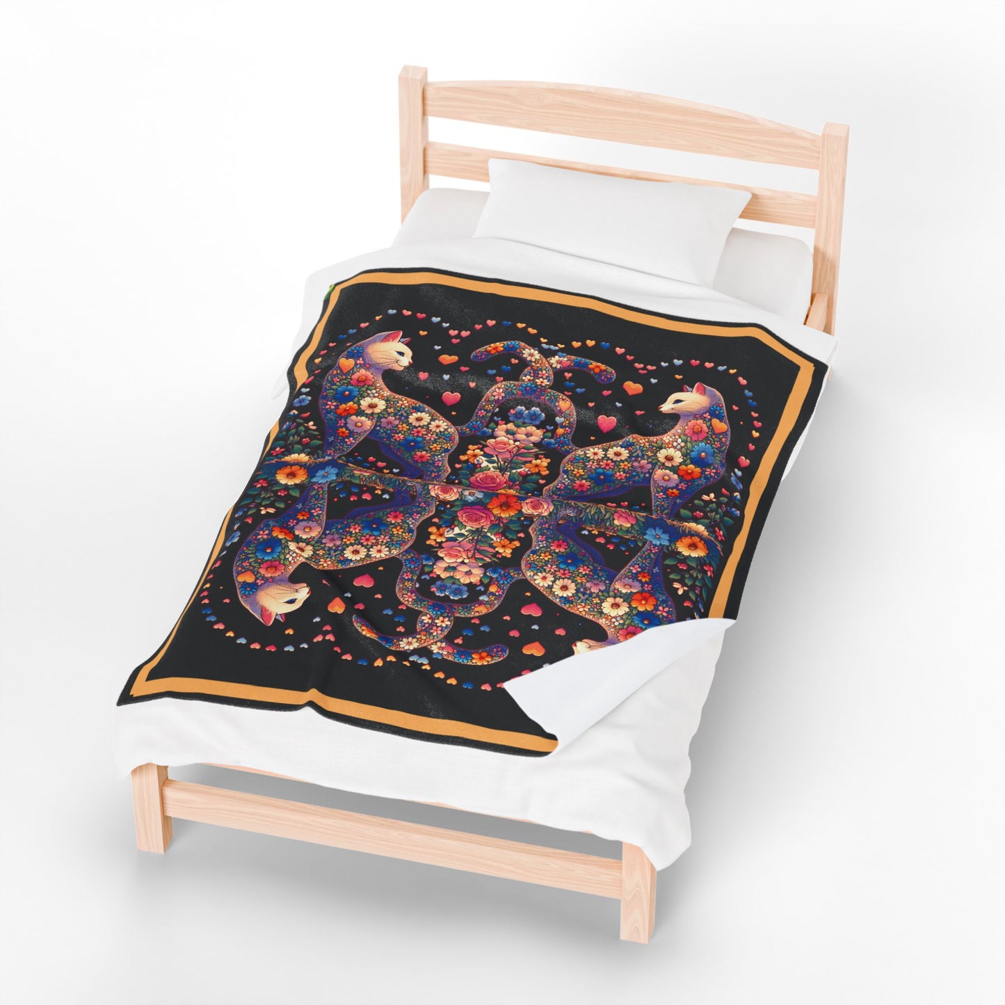Loving Cat Black 50x60 Velveteen Plush Blanket