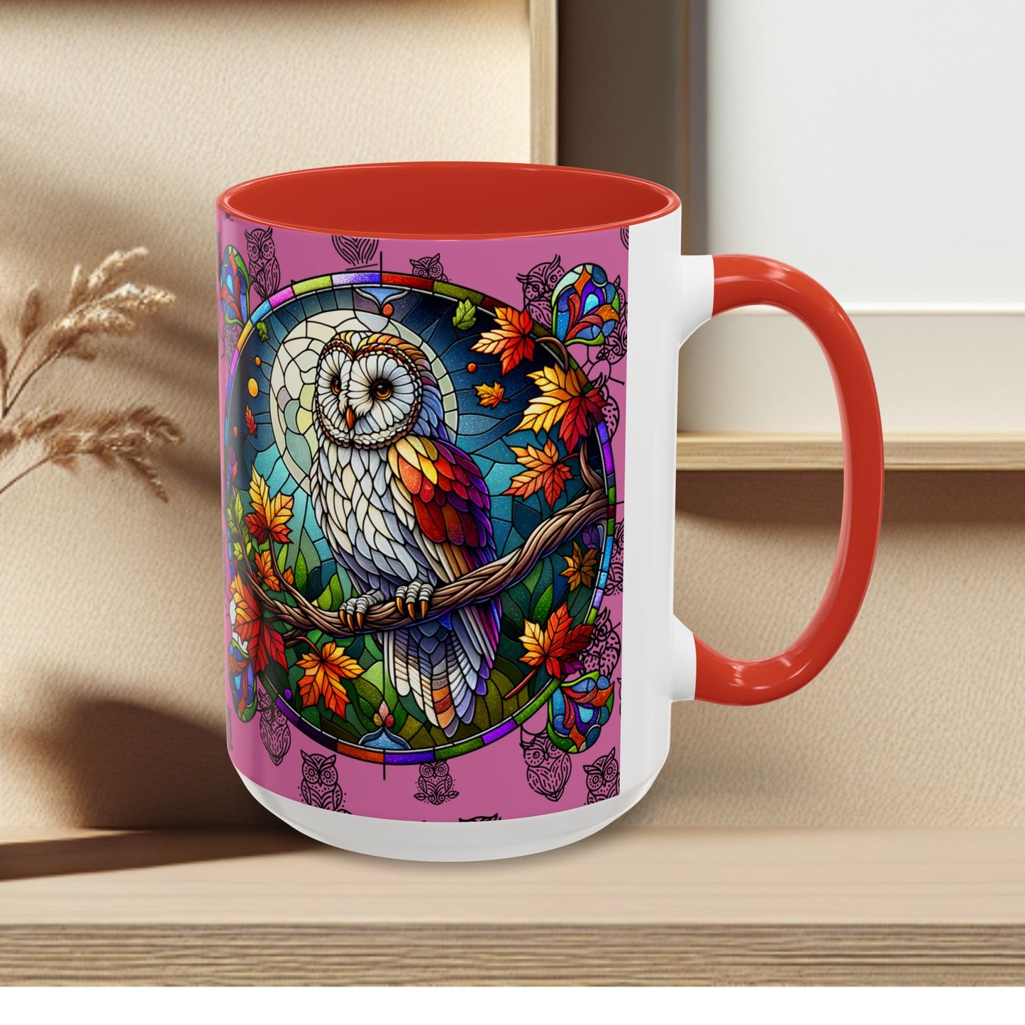 Coffee Mug -Colorful Stain Glass Owl Design