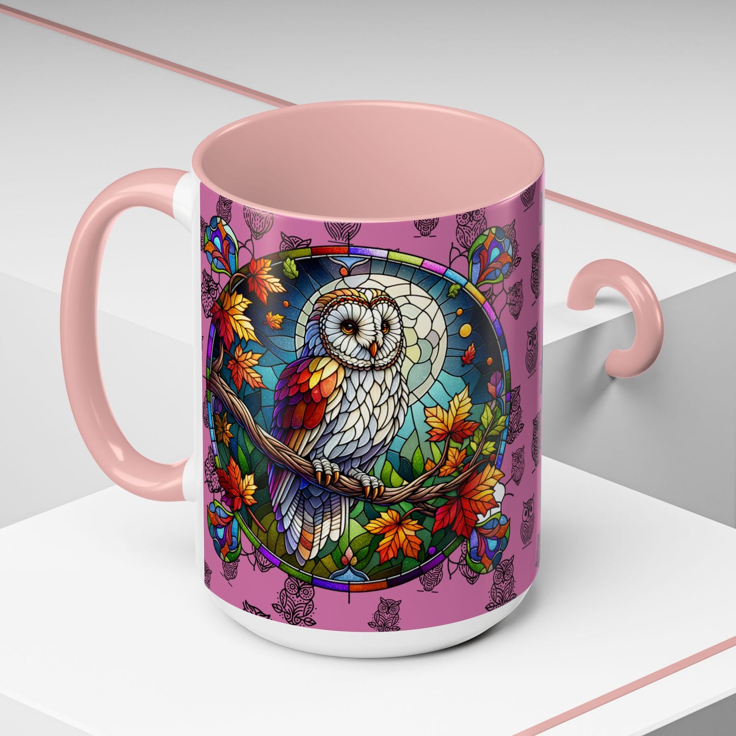 Coffee Mug -Colorful Stain Glass Owl Design