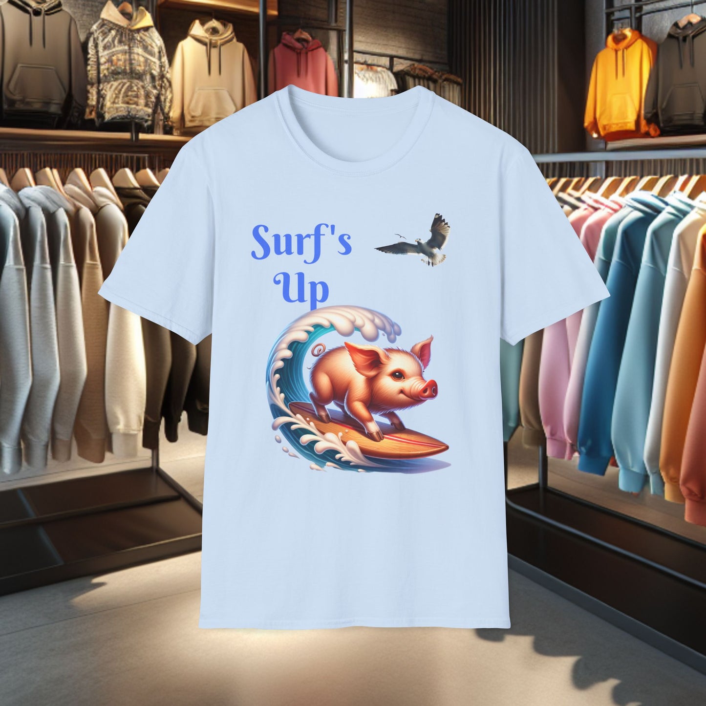 Pig Surfing Unisex T-Shirt - Surf's Up