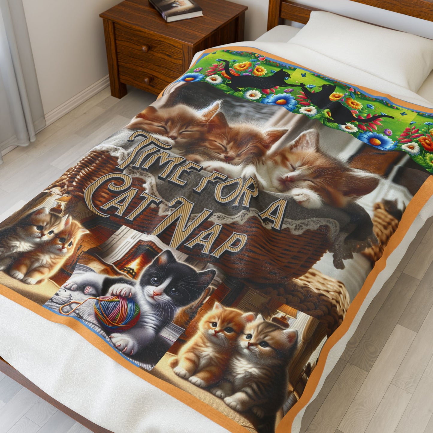 Cat nap 30 x 40, 50 x 60, 60 x 80 Velveteen Plush Blanket