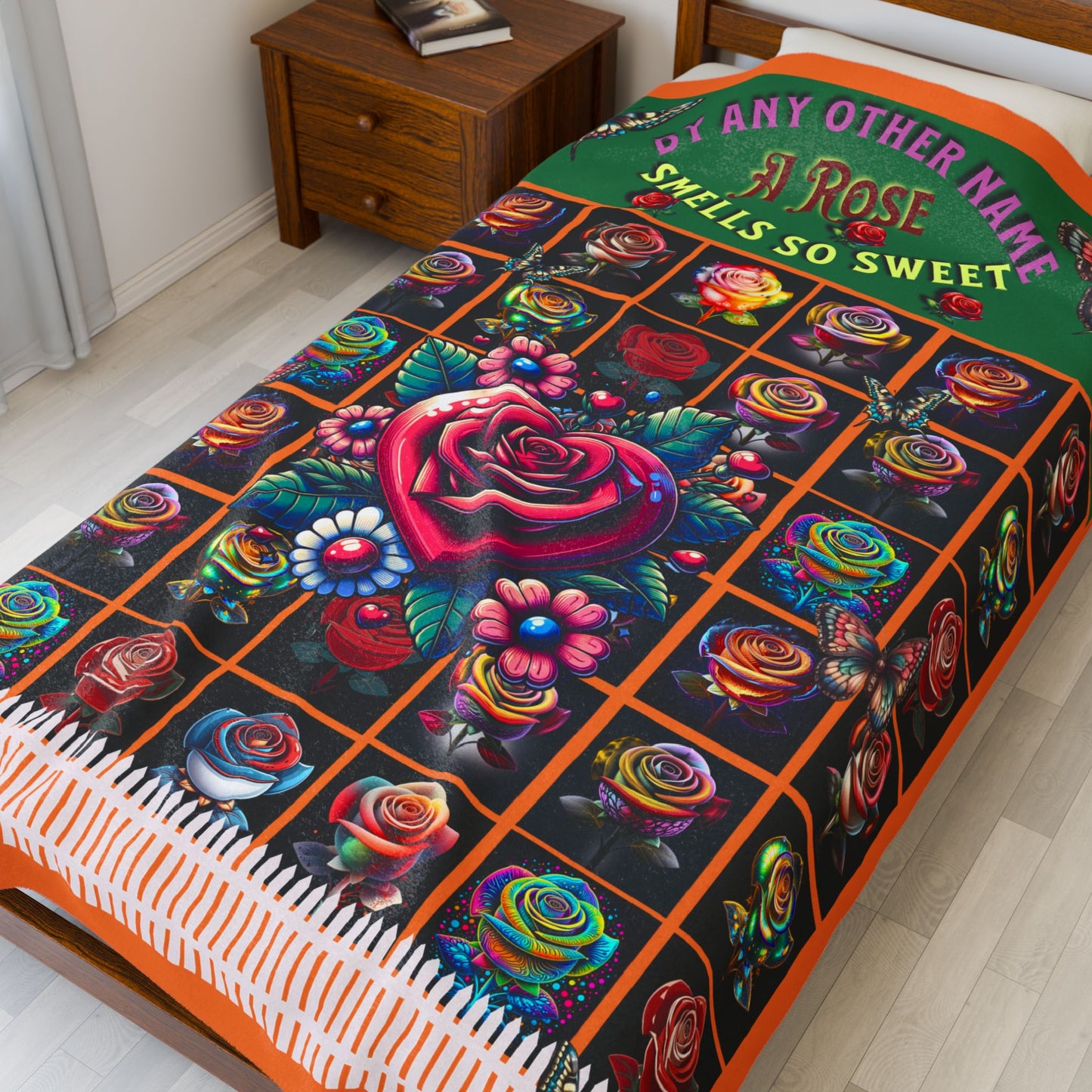 Pink By Amy Other Name Colorful Floral Velveteen Plush Blanket 60" X 80", 50" x 60", 30" X 40"