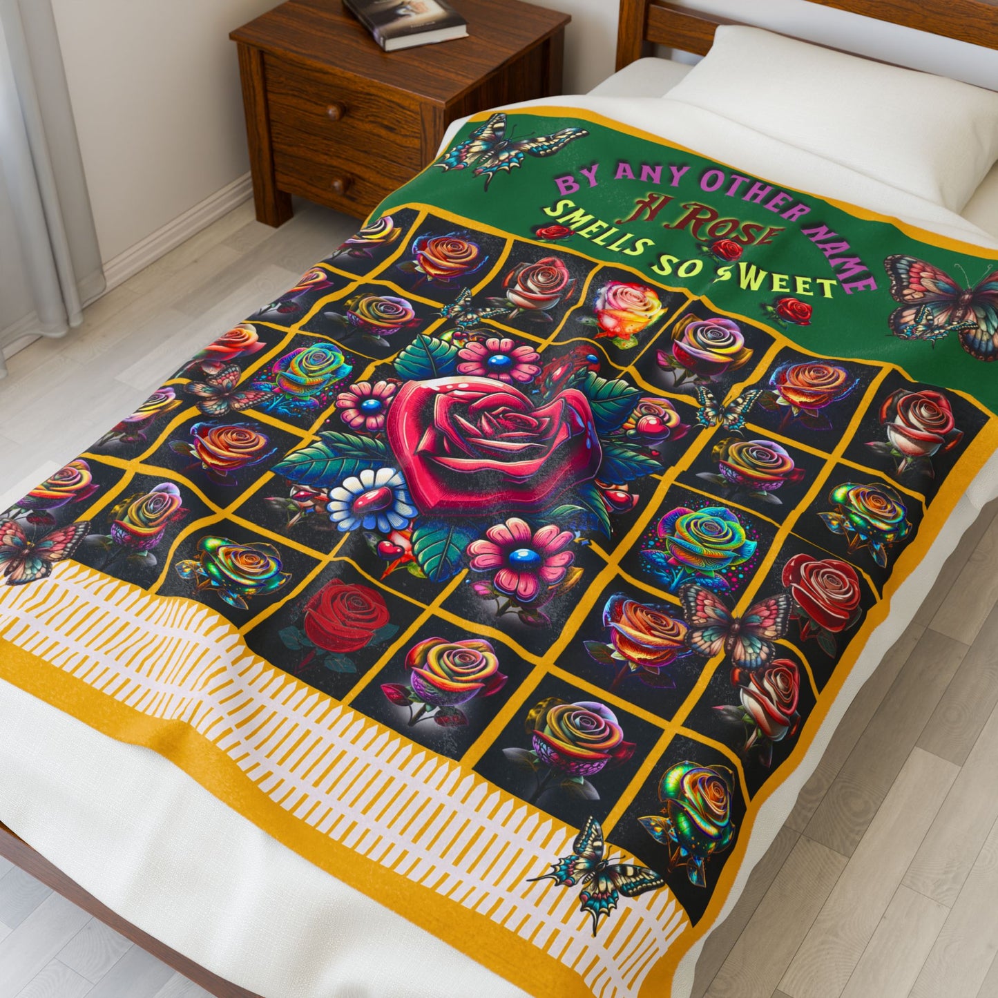 Pink By Amy Other Name Colorful Floral Velveteen Plush Blanket 60" X 80", 50" x 60", 30" X 40"