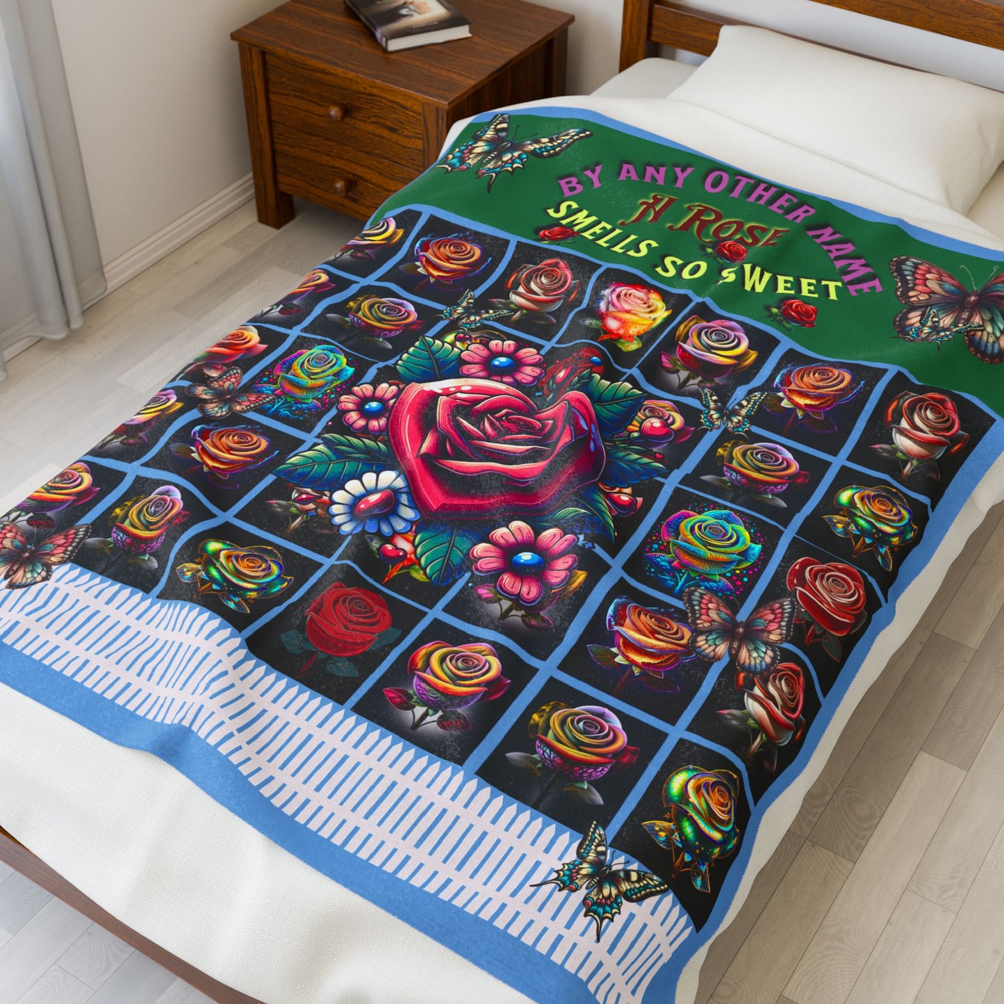 Pink By Amy Other Name Colorful Floral Velveteen Plush Blanket 60" X 80", 50" x 60", 30" X 40"