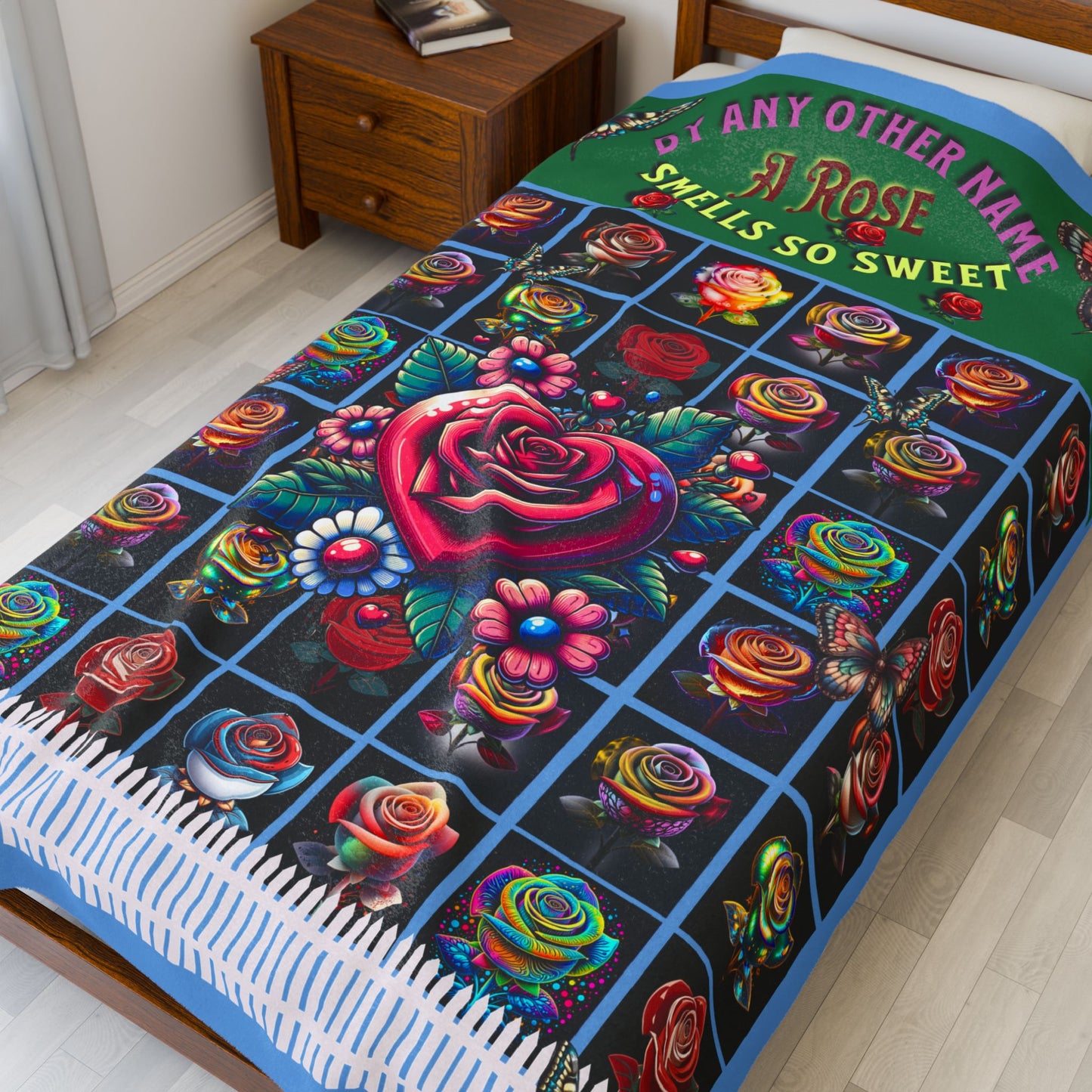 Pink By Amy Other Name Colorful Floral Velveteen Plush Blanket 60" X 80", 50" x 60", 30" X 40"