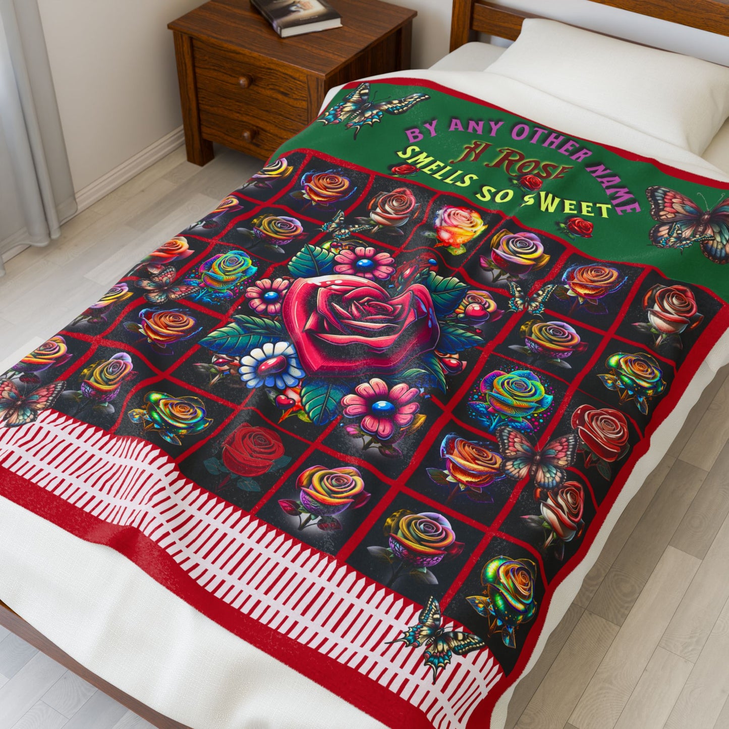 Pink By Amy Other Name Colorful Floral Velveteen Plush Blanket 60" X 80", 50" x 60", 30" X 40"