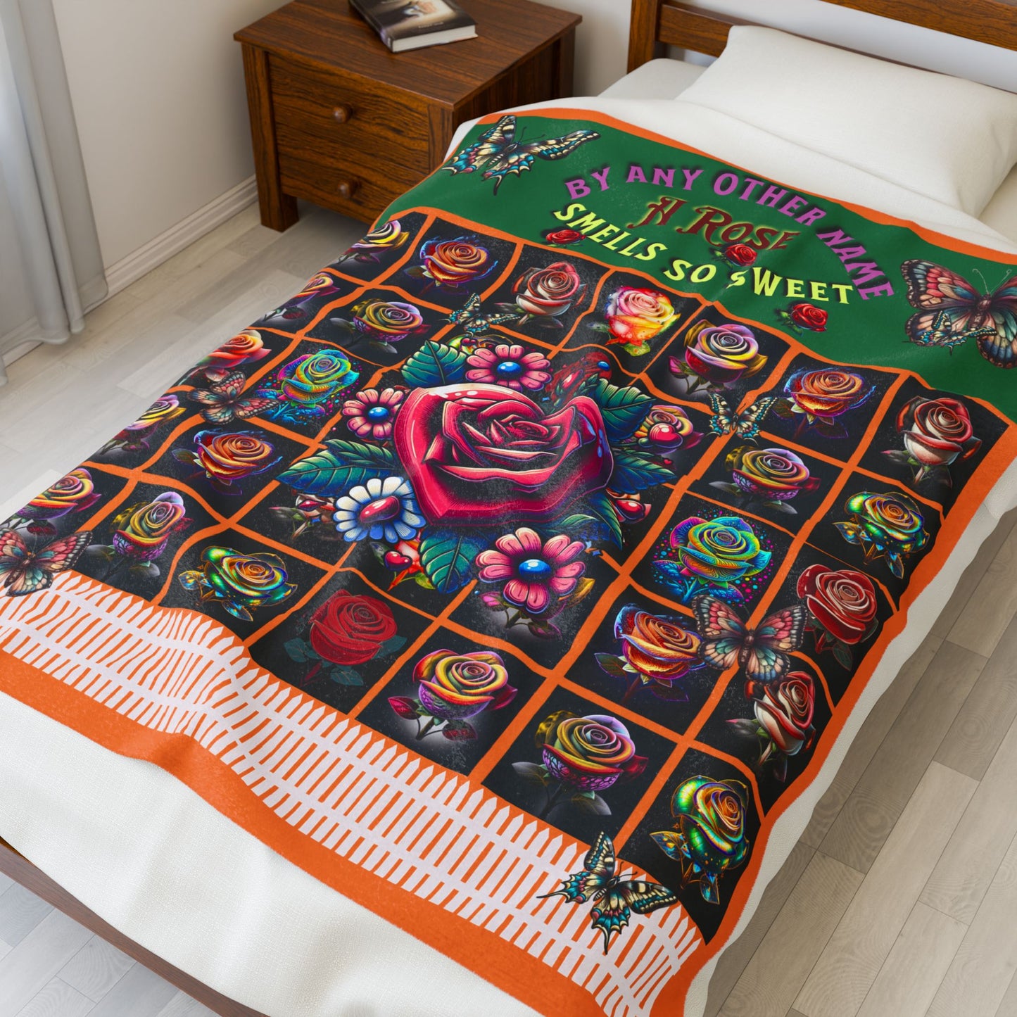 Pink By Amy Other Name Colorful Floral Velveteen Plush Blanket 60" X 80", 50" x 60", 30" X 40"