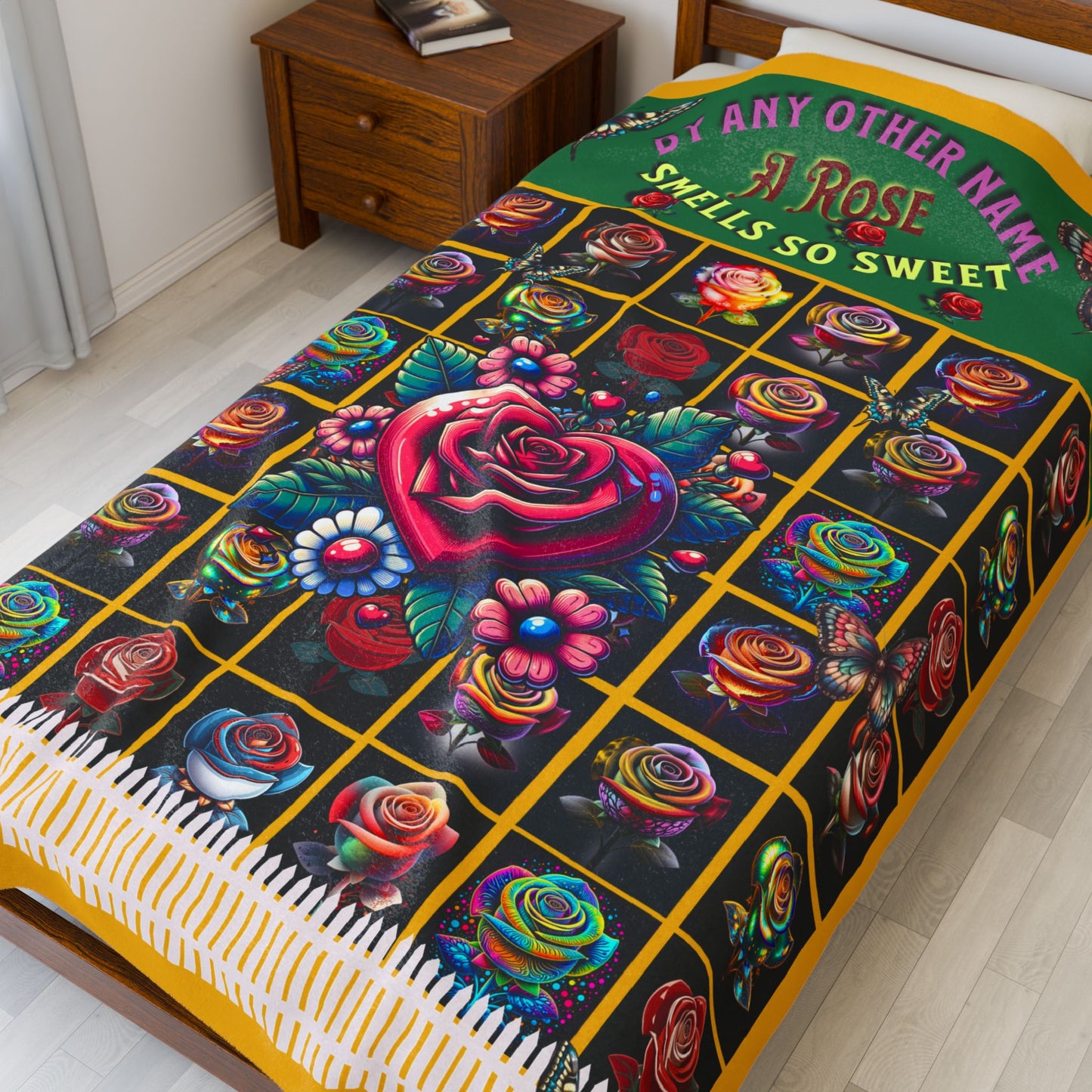 Pink By Amy Other Name Colorful Floral Velveteen Plush Blanket 60" X 80", 50" x 60", 30" X 40"