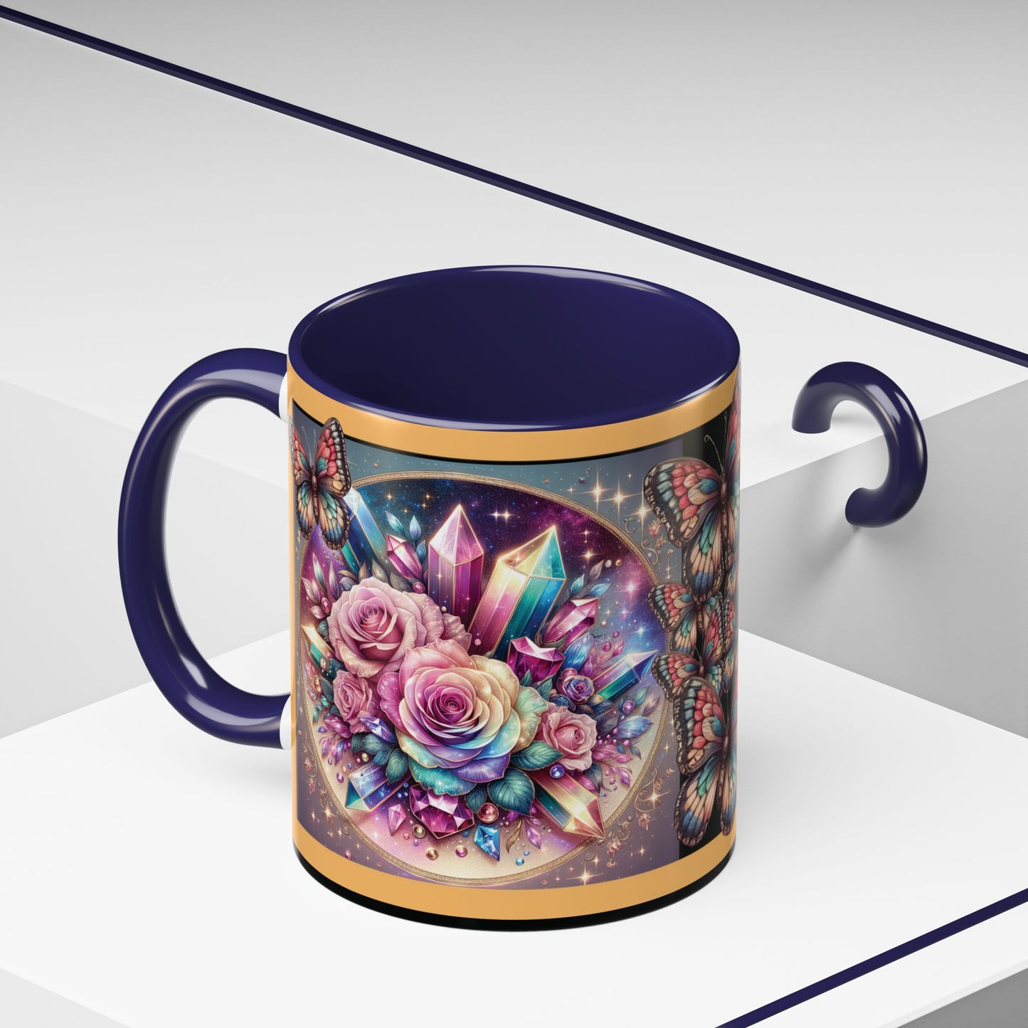 Coffee Mug Butterflys and Flowers