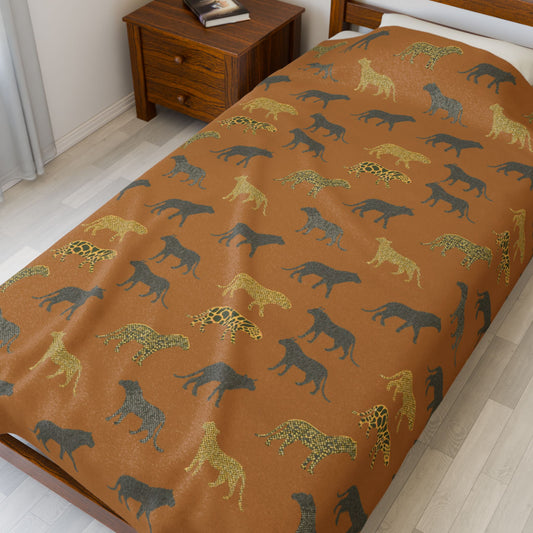 Animal Print Brown Velveteen Plush Blanket